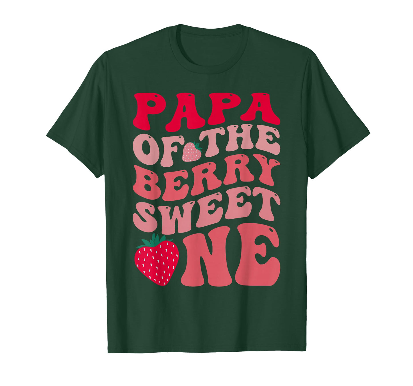 Papa Of The Berry Sweet One Strawberry First Birthday T-Shirt