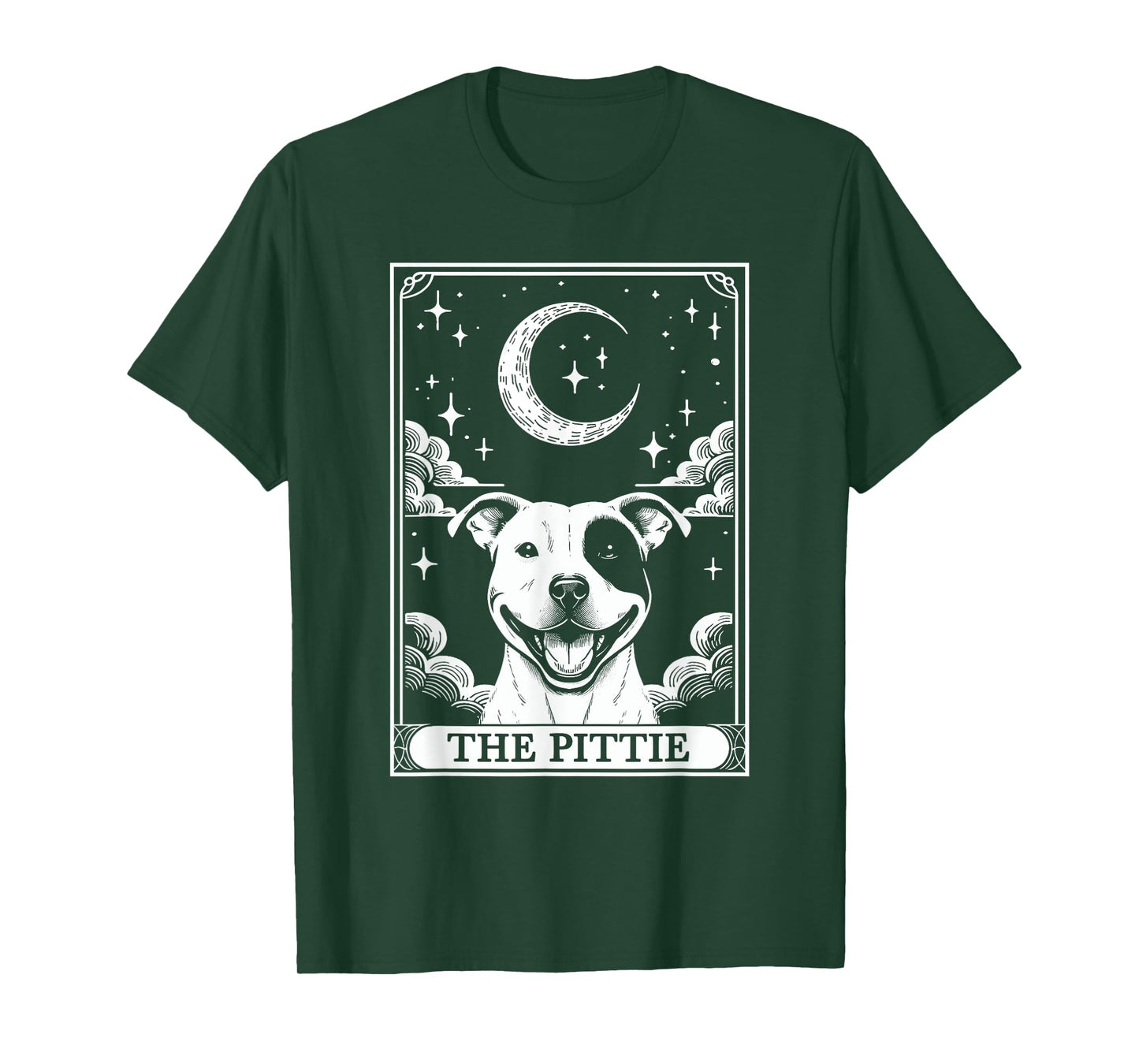 Tarot Card Vintage Crescent Moon Pit Bull Dog Pittie Mom T-Shirt for Men Women Kids