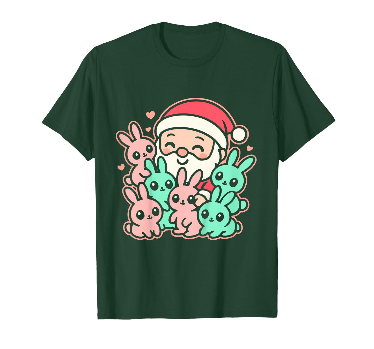Kawaii Rabbit Christmas, Cute Bunny Rabbit Santa Claus T-Shirt