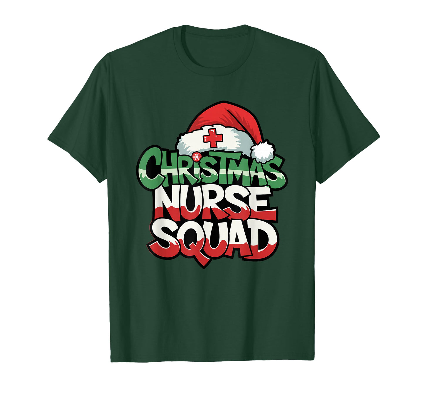Nurse Christmas Squad Santa Hat Matching Medical Crew T-Shirt