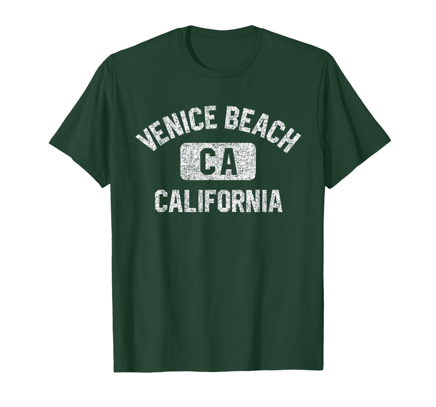 Venice Beach California Gym Style Distressed White Print T-Shirt