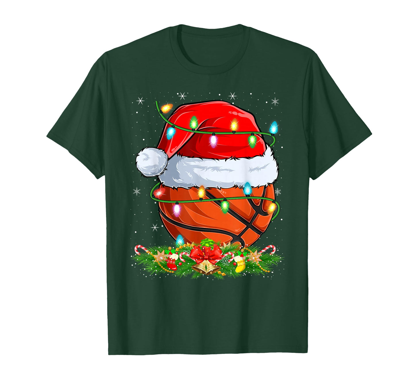 Basketball Christmas Lights Funny Basketball Player Xmas T-Shirt