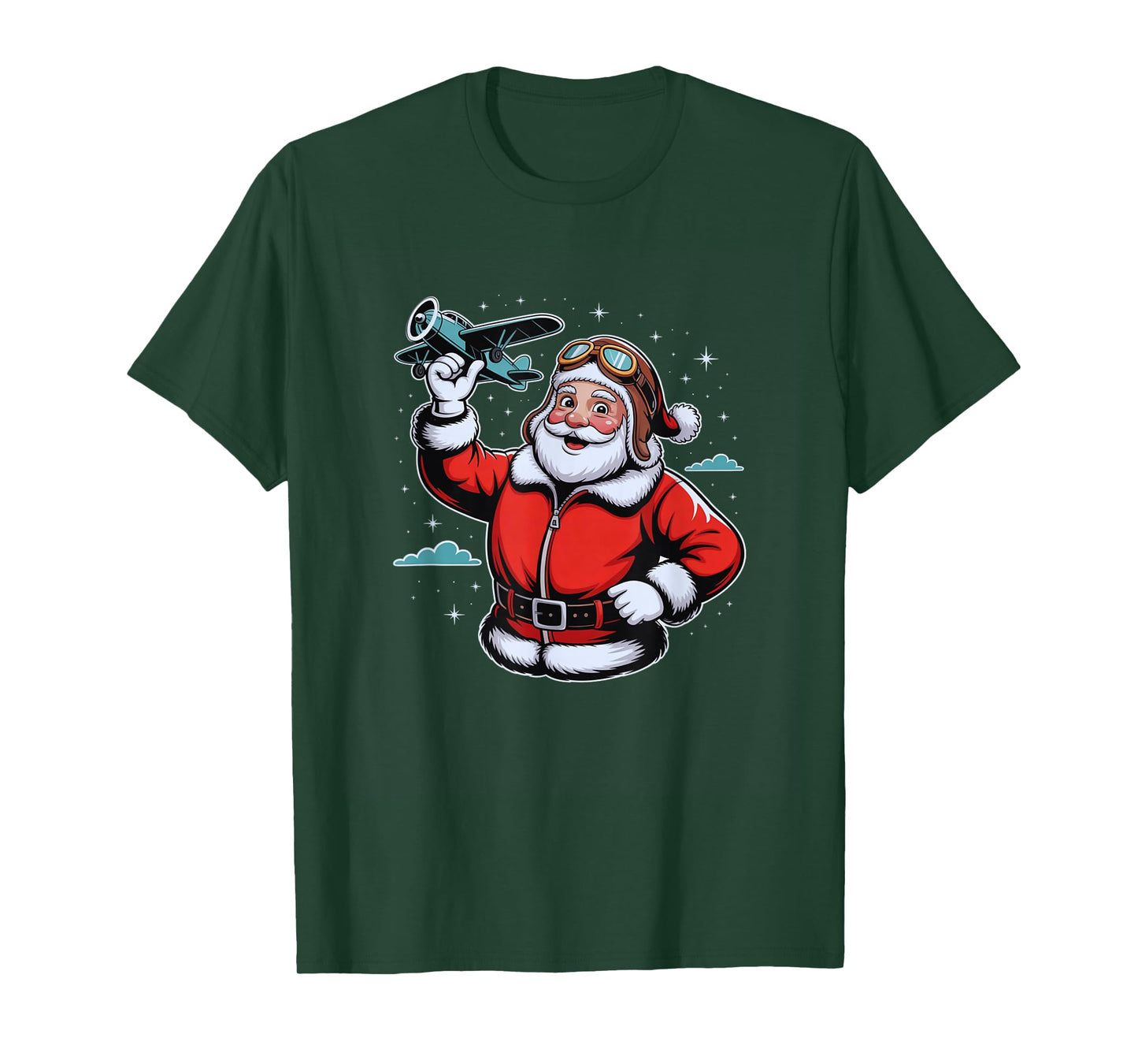 Pilot Christmas Funny Santa Claus Aviator Vintage Airplane T-Shirt