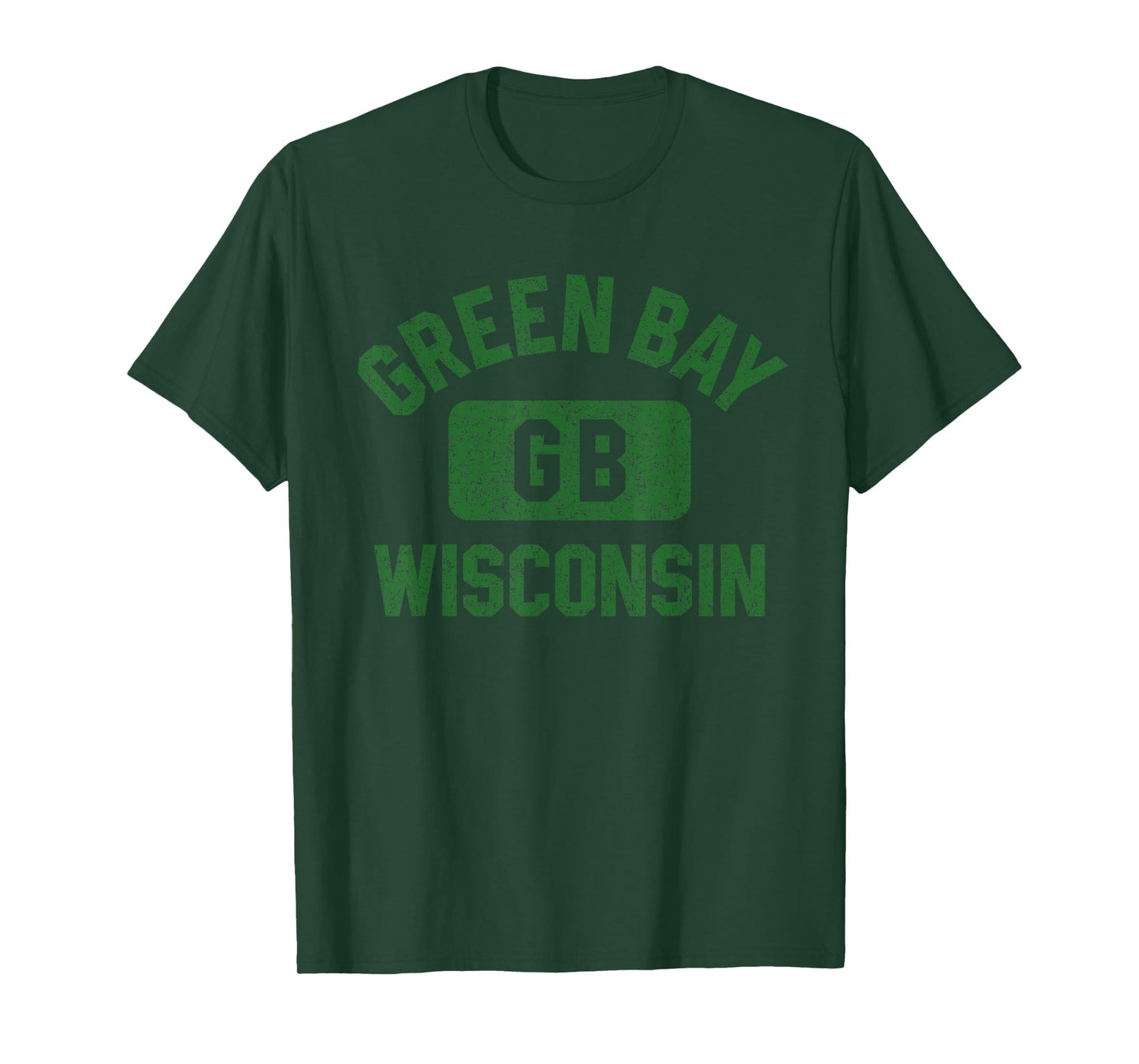 Green Bay Wisconsin GB Gym Style Distressed Green Print T-Shirt