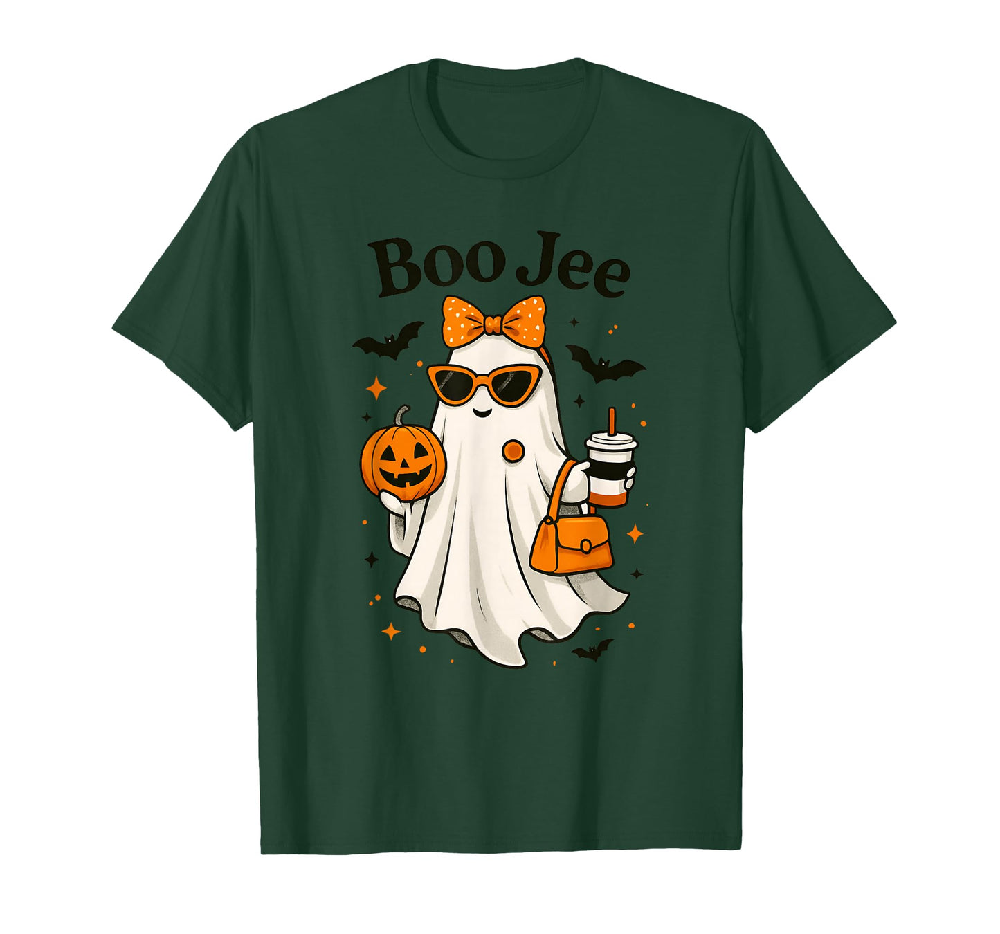 Coquette Leopard Ghost Coffee Boo-JEE Halloween Boujee T-Shirt