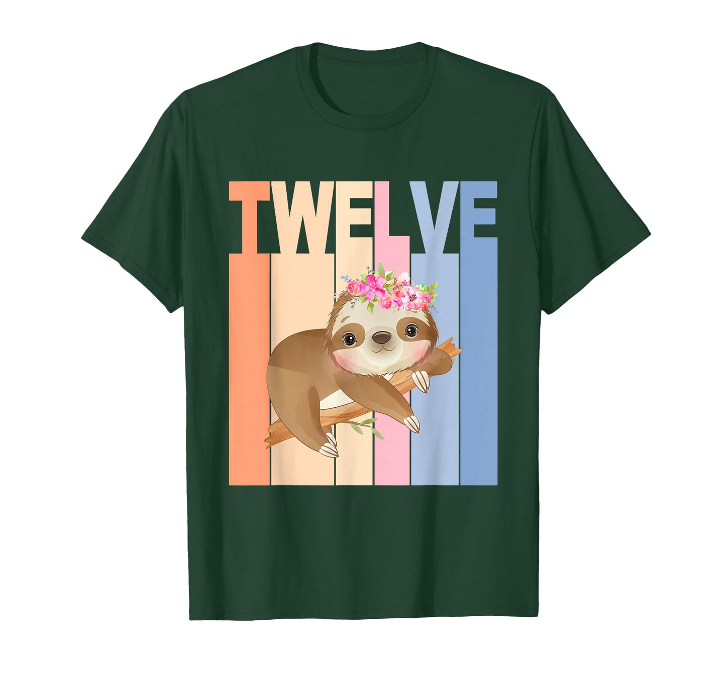 12 Year Old Cute Sloth Birthday Girl 12th Birthday Party T-Shirt
