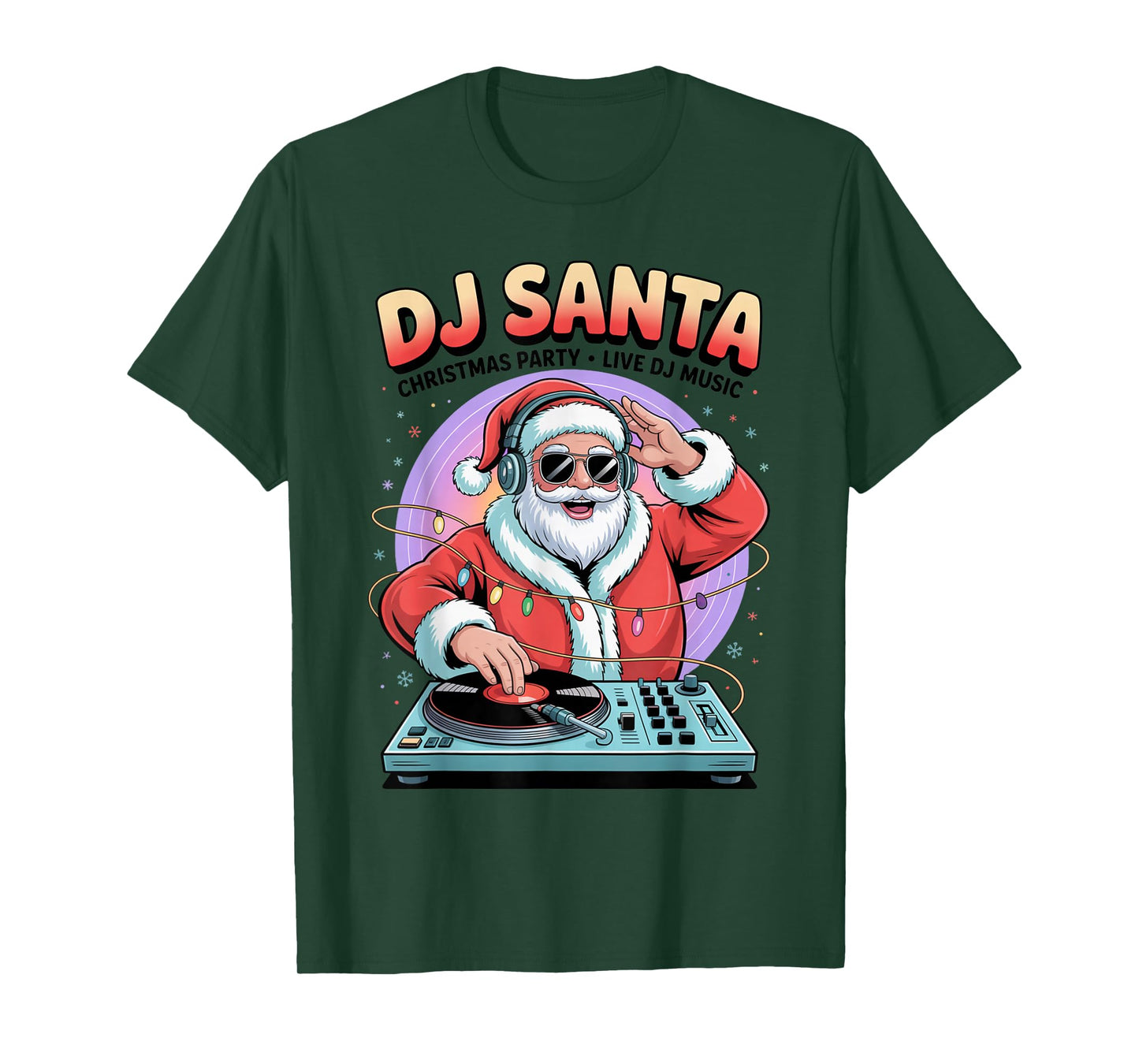 DJ Santa Spinning Christmas Party Vibes T-Shirt