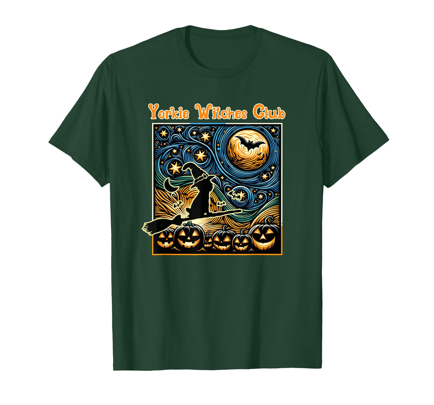 Yorkie Witches Club Funny Halloween Dog Witch T-Shirt