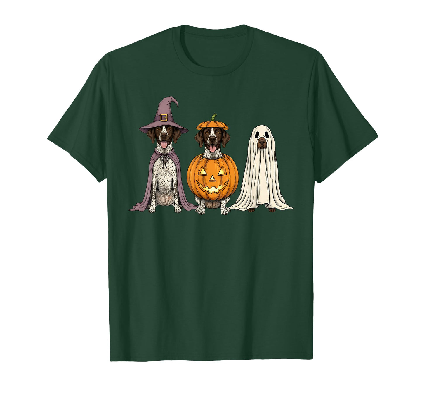 Spooky Ghost German Shorthaired Pointer Pumpkin Halloween T-Shirt