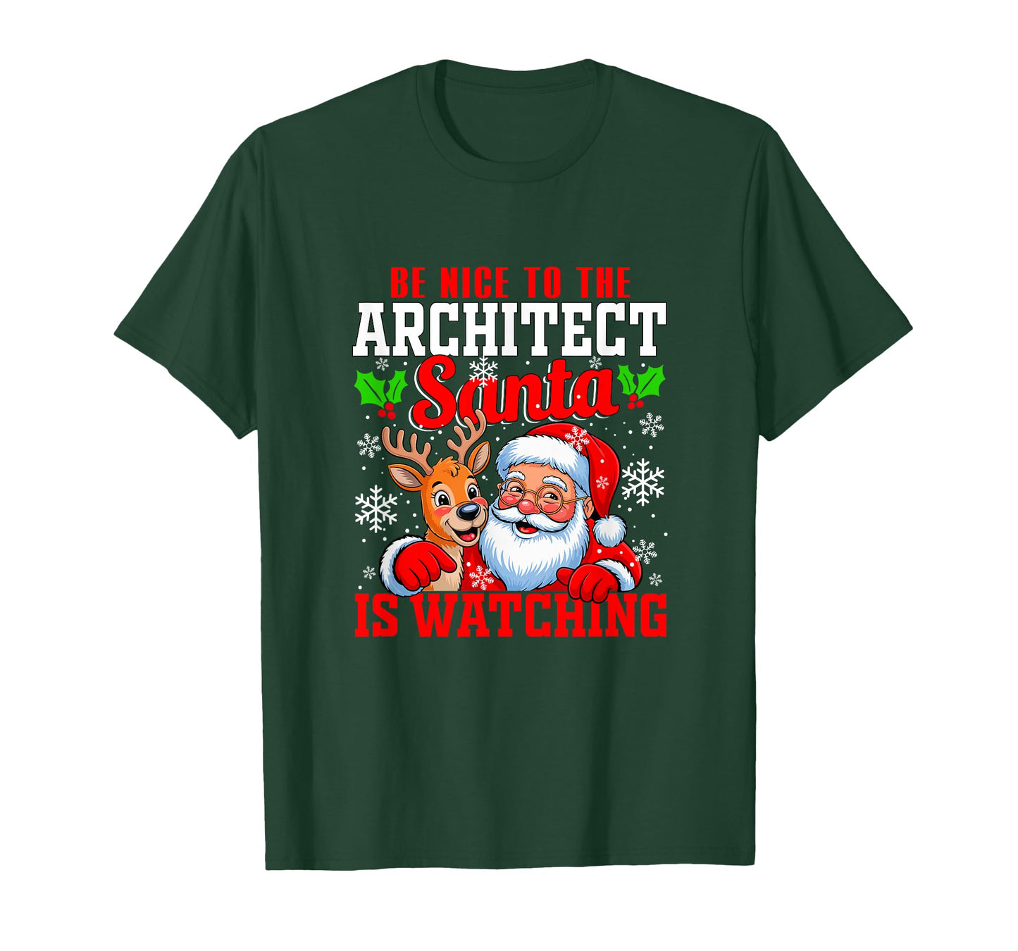 Funny Sarcastic Nice to Architect Santa is Watching Xmas T-Shirt