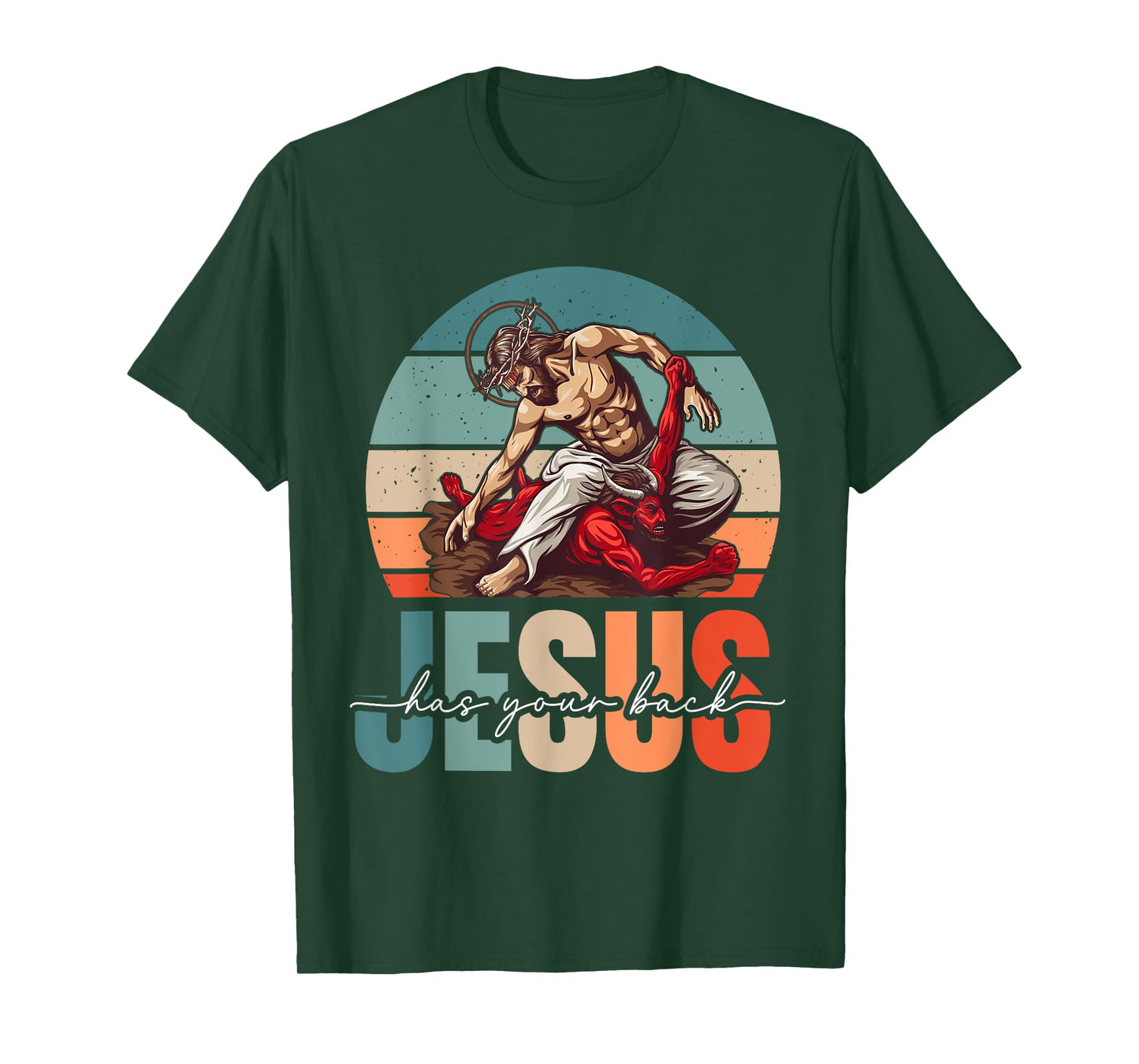 Jesus Has Your Back Jiu Jitsu Vintage Christian T-Shirt