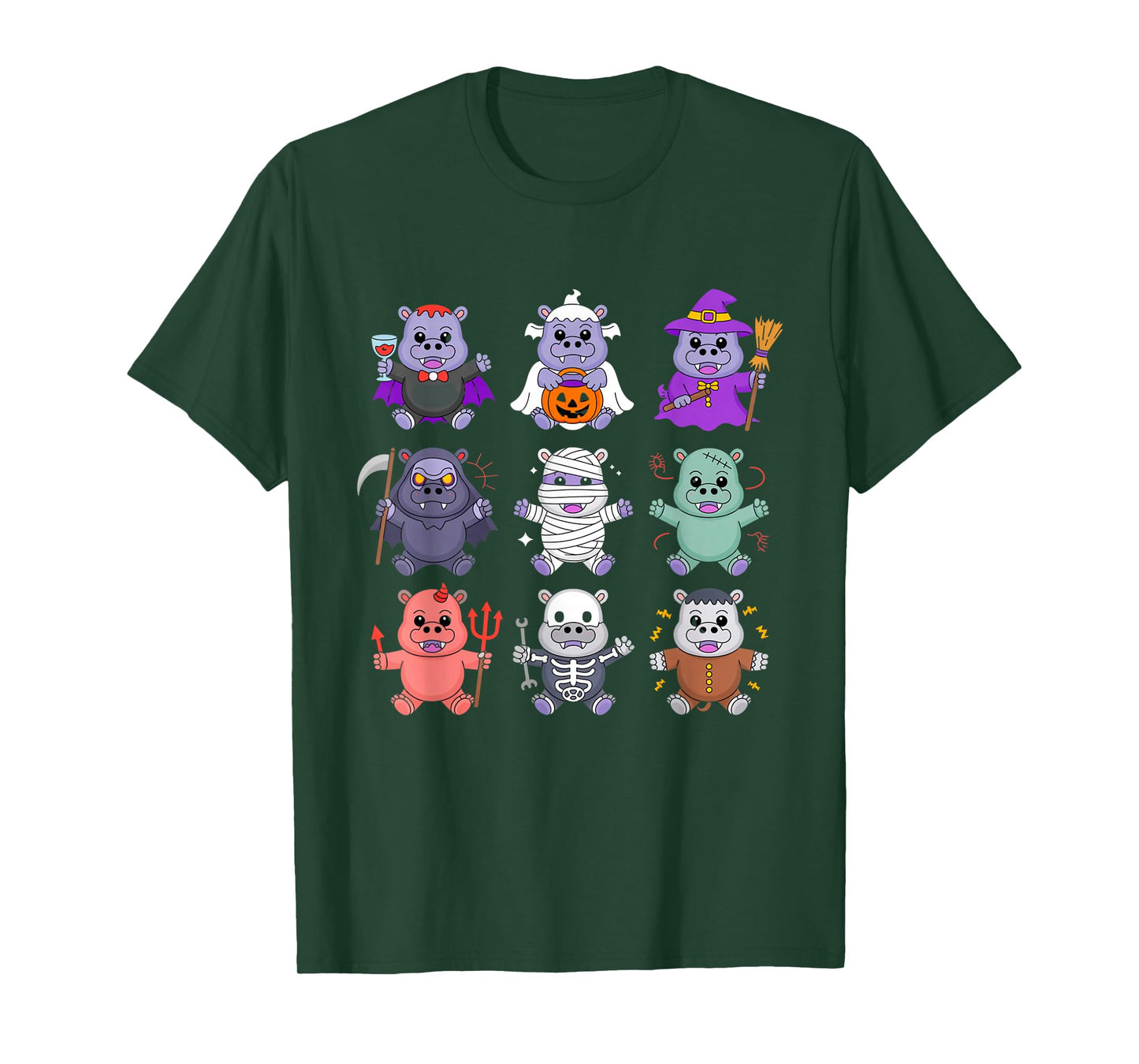 Hippo Ghost Witch Zombie Mummy Halloween Costume T-Shirt