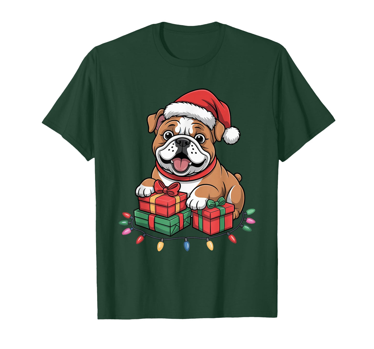 Cute Bulldog Santa Hat Christmas Xmas Dog Lovers Holiday T-Shirt
