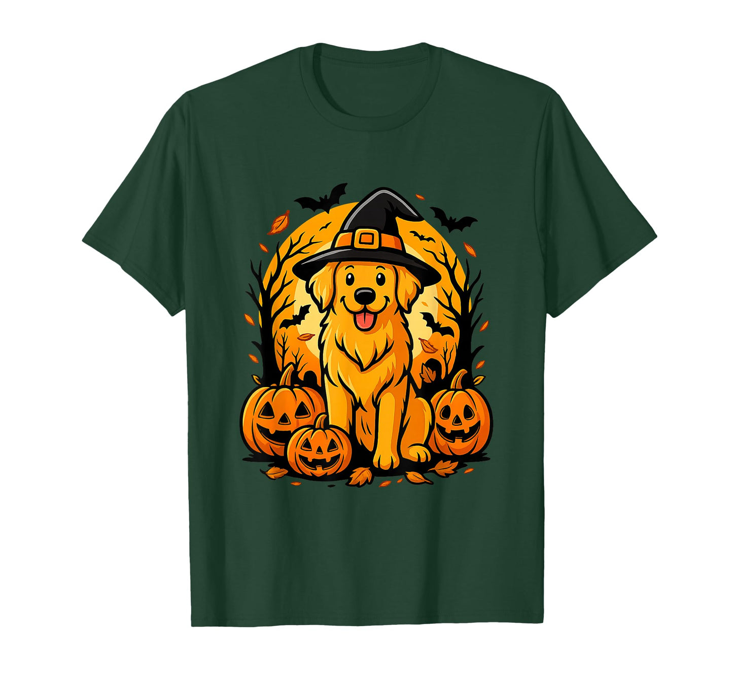 Cute Halloween Golden Retriever Witch Dog Costume T-Shirt