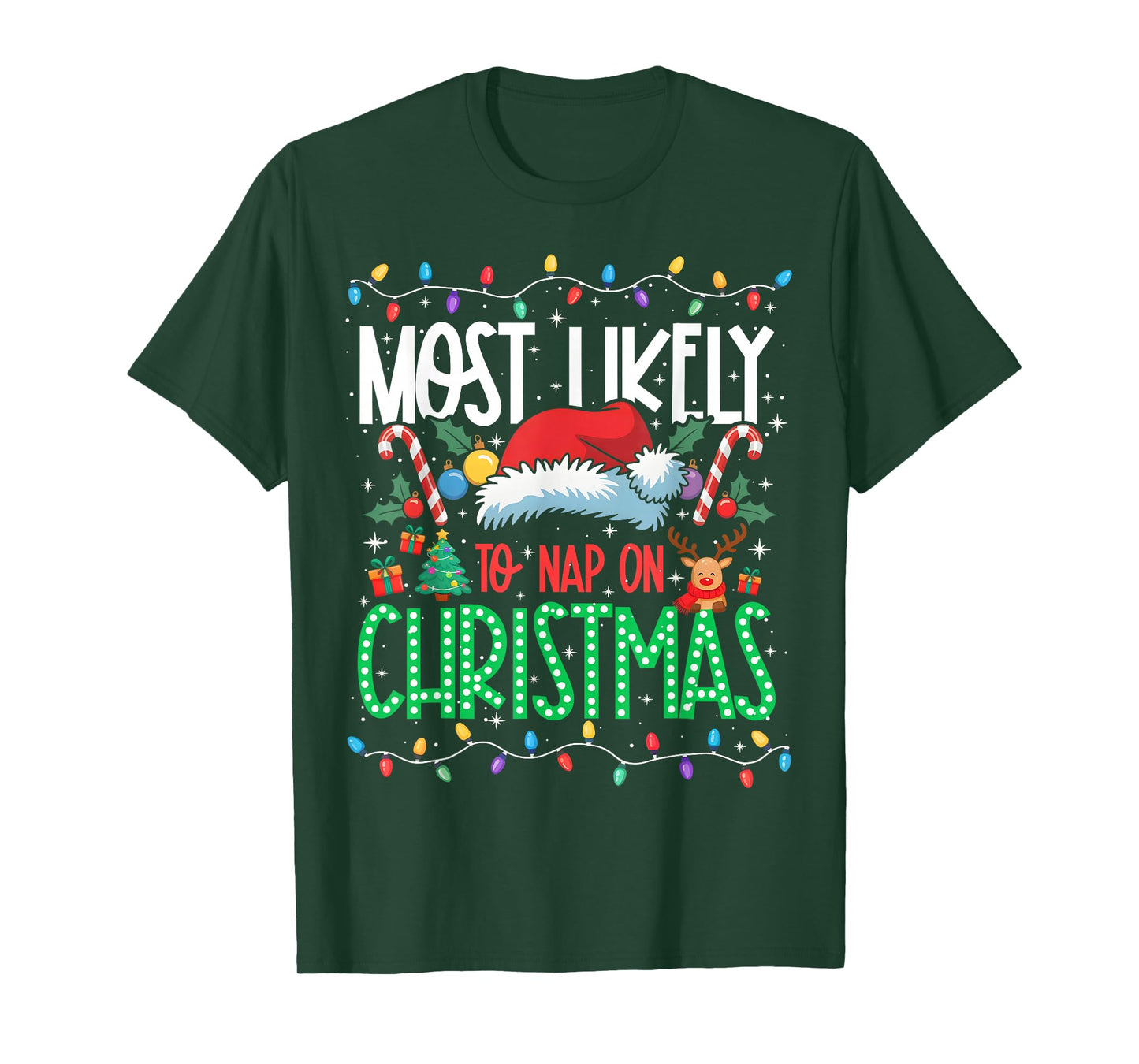 Most Likely to Nap On Christmas Funny Matching Xmas T-Shirt