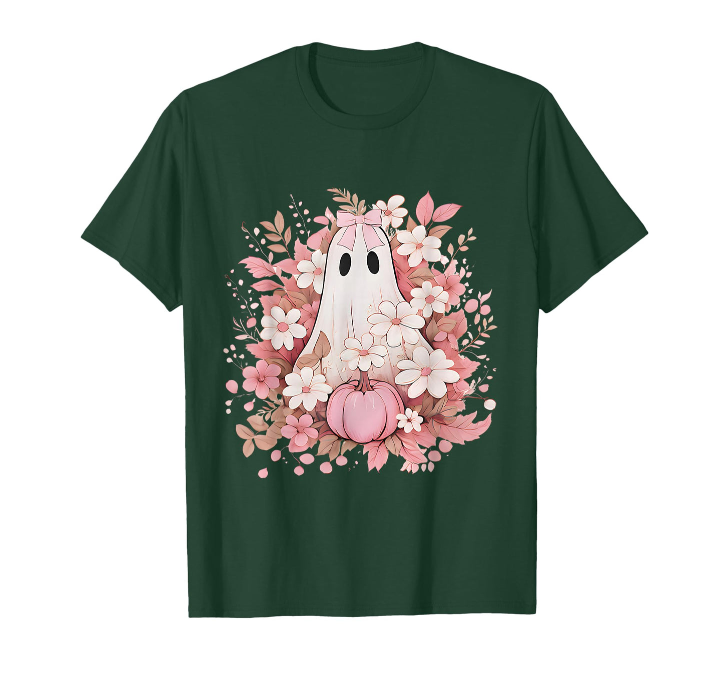 Halloween Shirt Floral Ghost Halloween Costume Girls Women T-Shirt