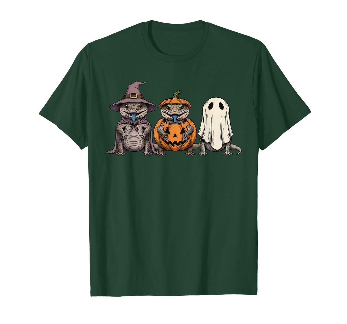 Spooky Ghost Blue Tongued Skink Lover Pumpkin Halloween T-Shirt