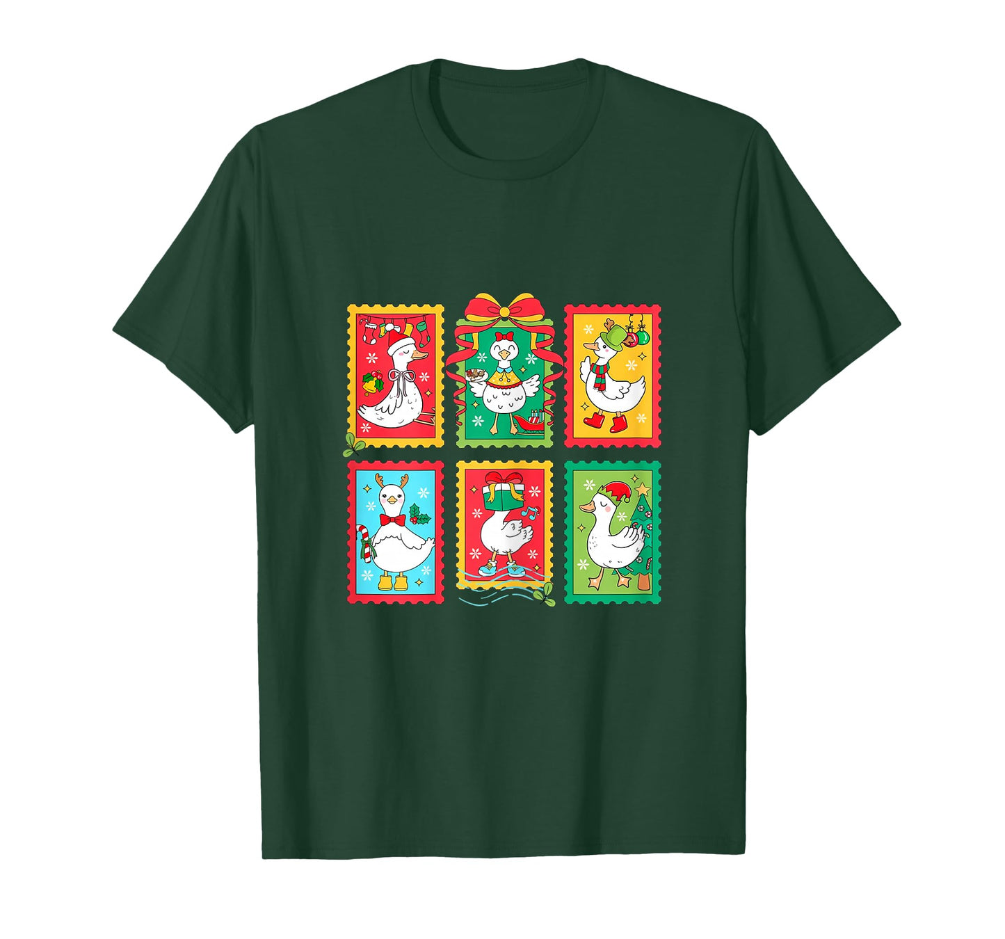 Womens Funny Christmas Goose Tee, Preppy Christmas Goose Girl Women T-Shirt