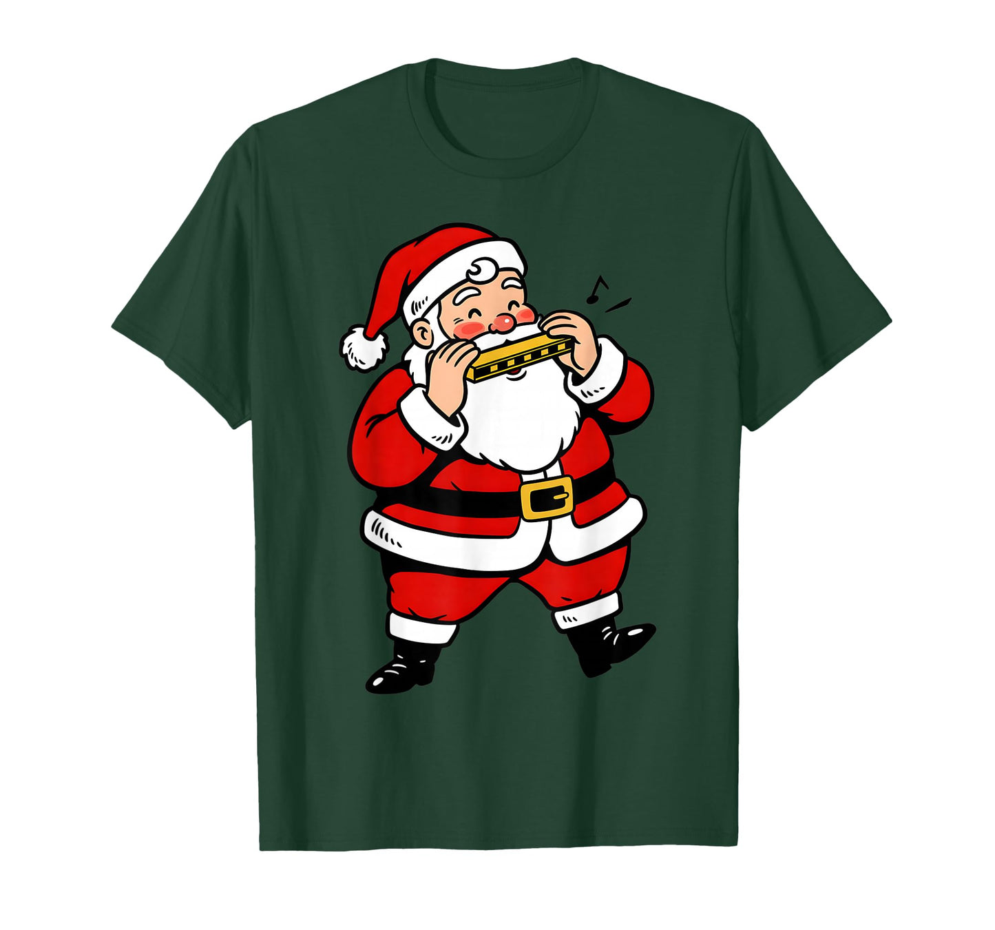 Christmas Harmonica Player Cute Santa Xmas Boys Men Kids T-Shirt