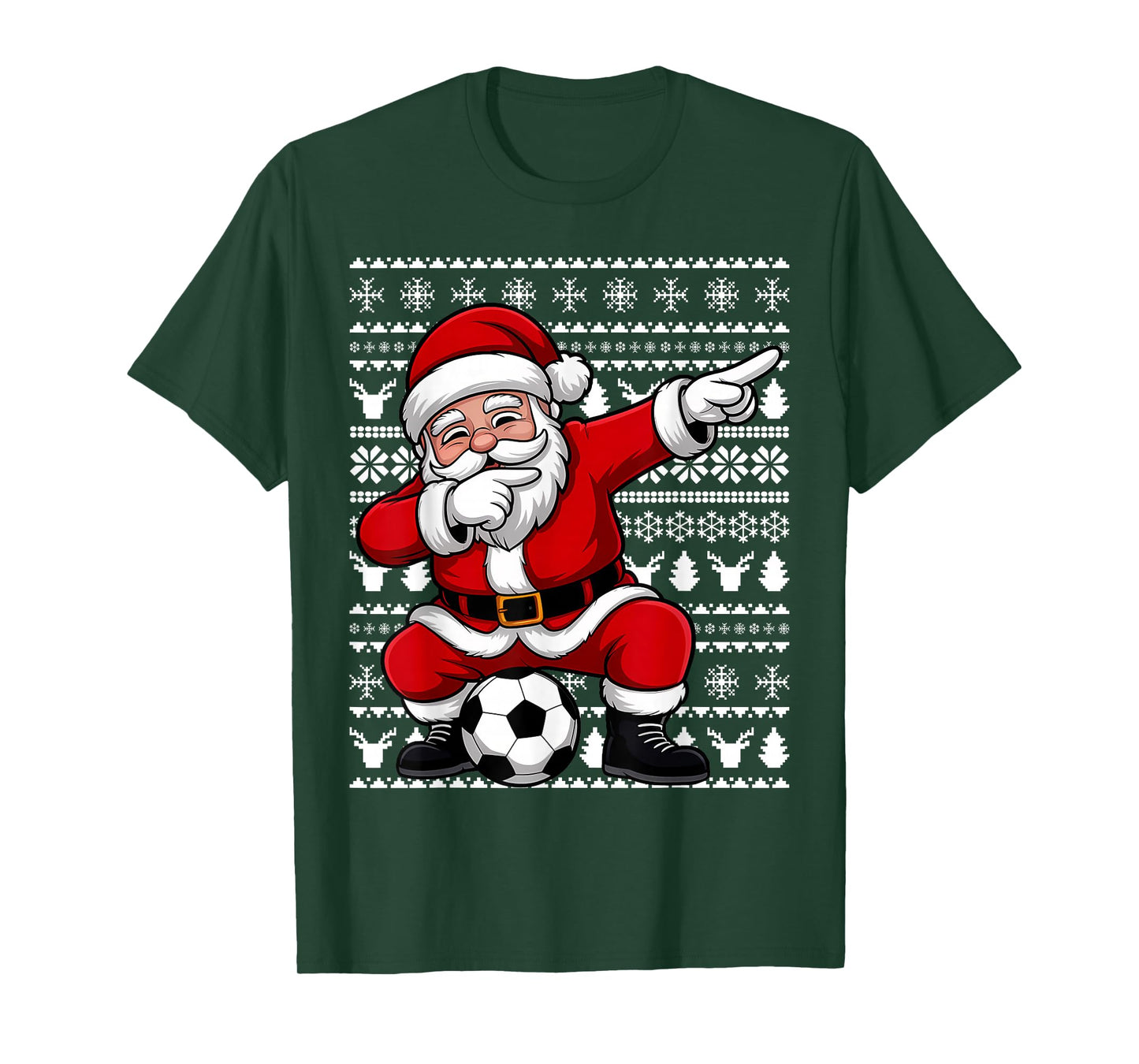 Black African American Santa Claus Soccer Ugly Christmas T-Shirt