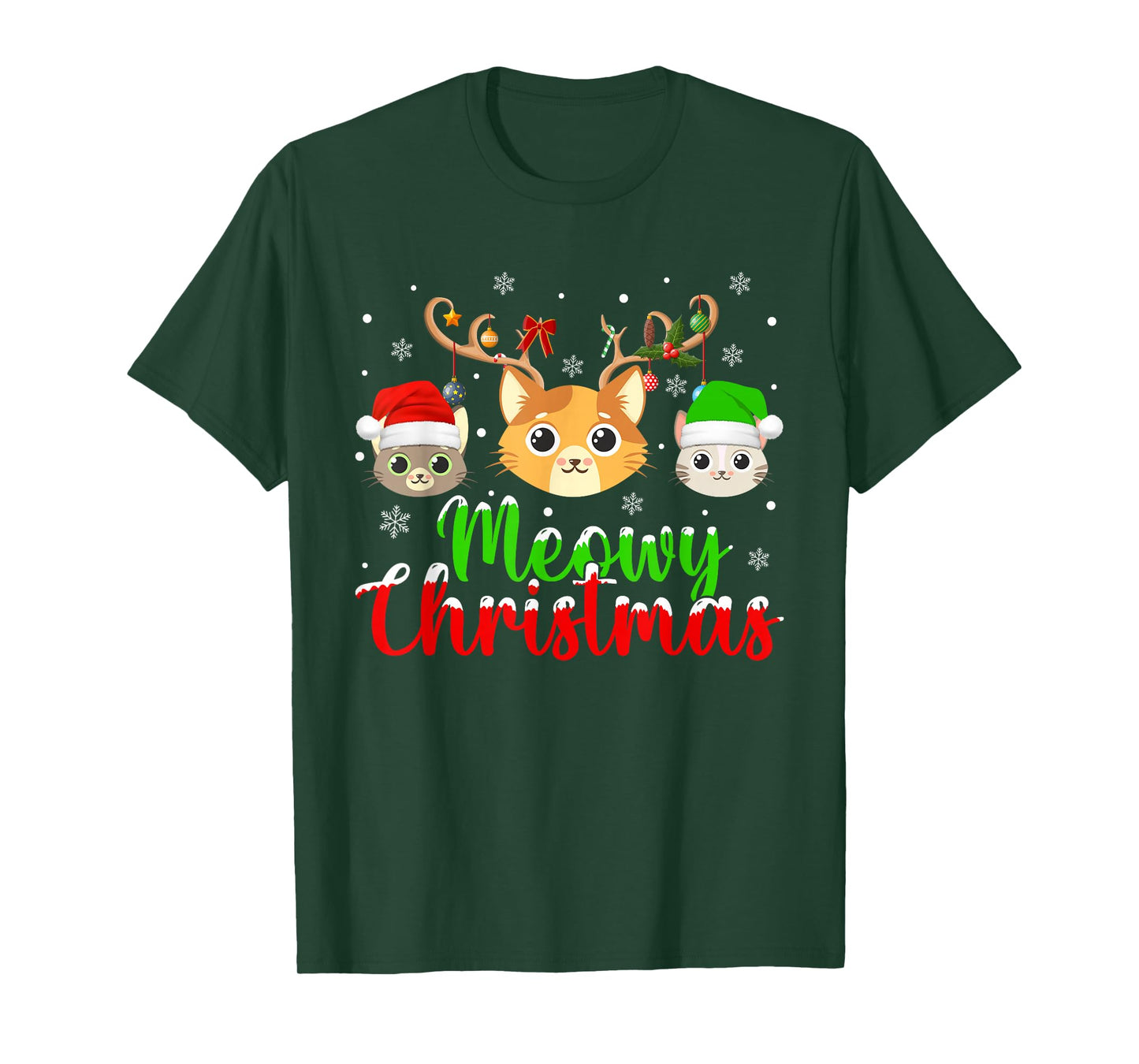 Cat Meowy Christmas Pajamas Funny Cat Lover Christmas Family T-Shirt