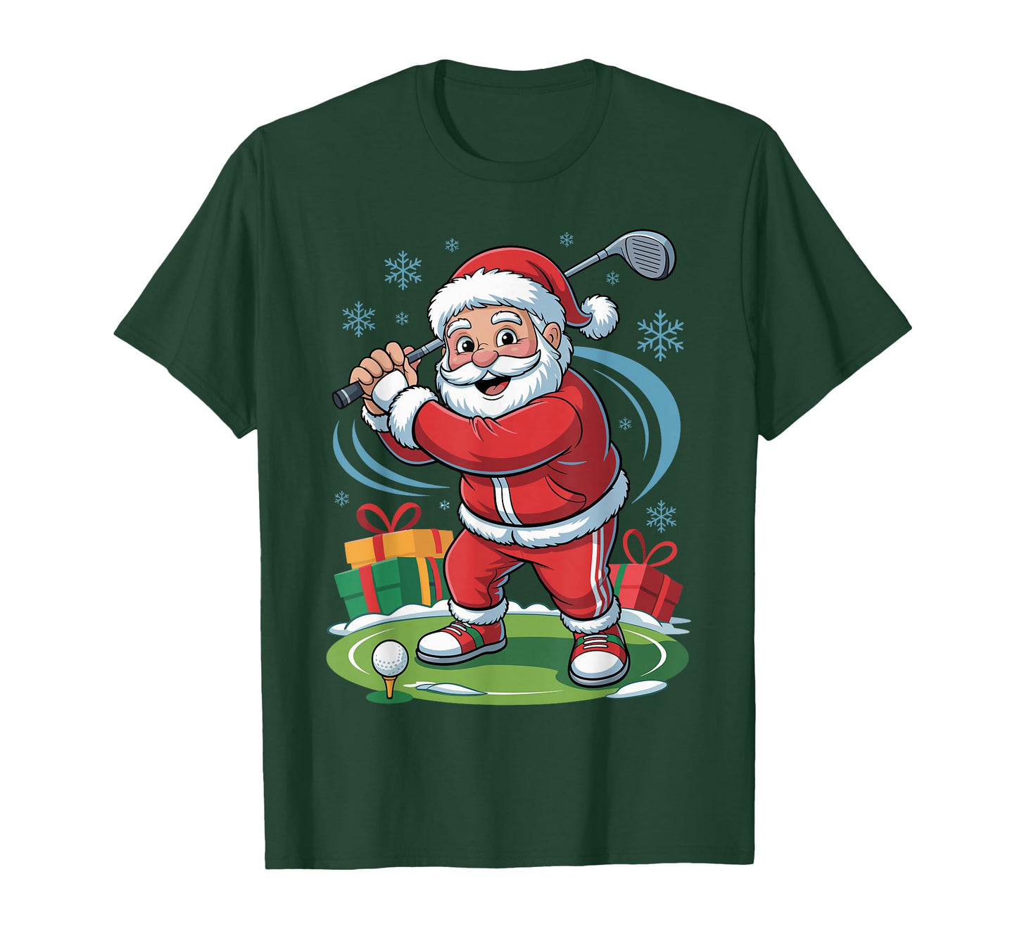 Santa Playing Golf Funny Holiday Christmas Xmas Pajama T-Shirt