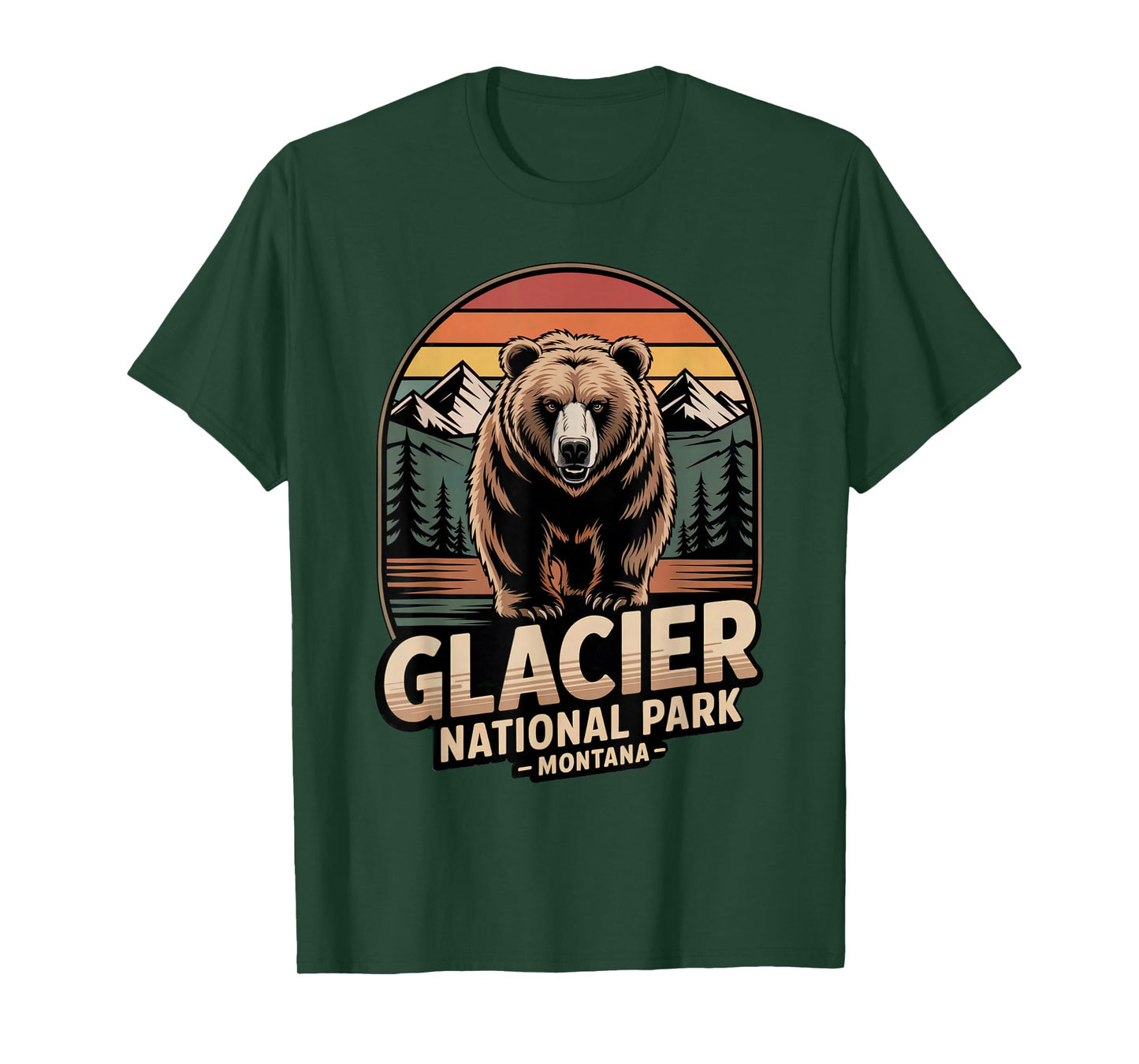 Glacier National Park Bear Vintage Montana Hiking Camping T-Shirt