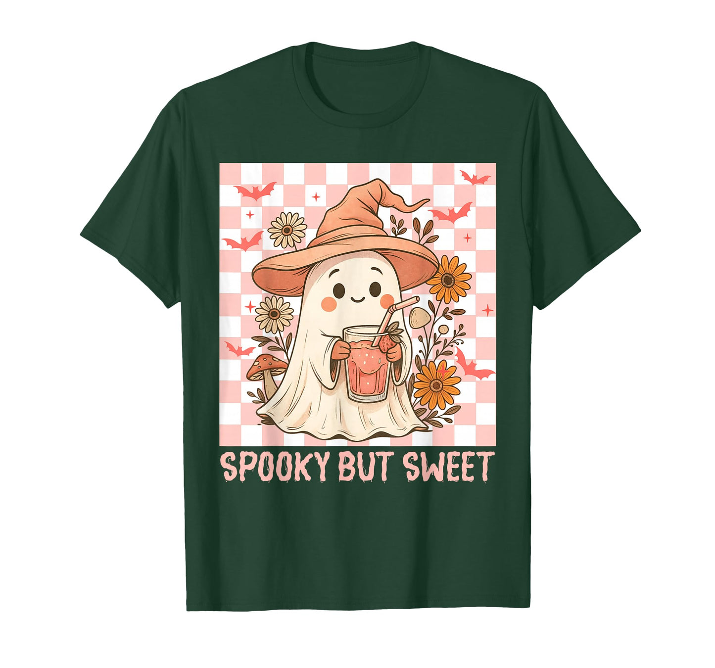 Spooky But Sweet Cute Ghost Juice Box Floral Halloween T-Shirt