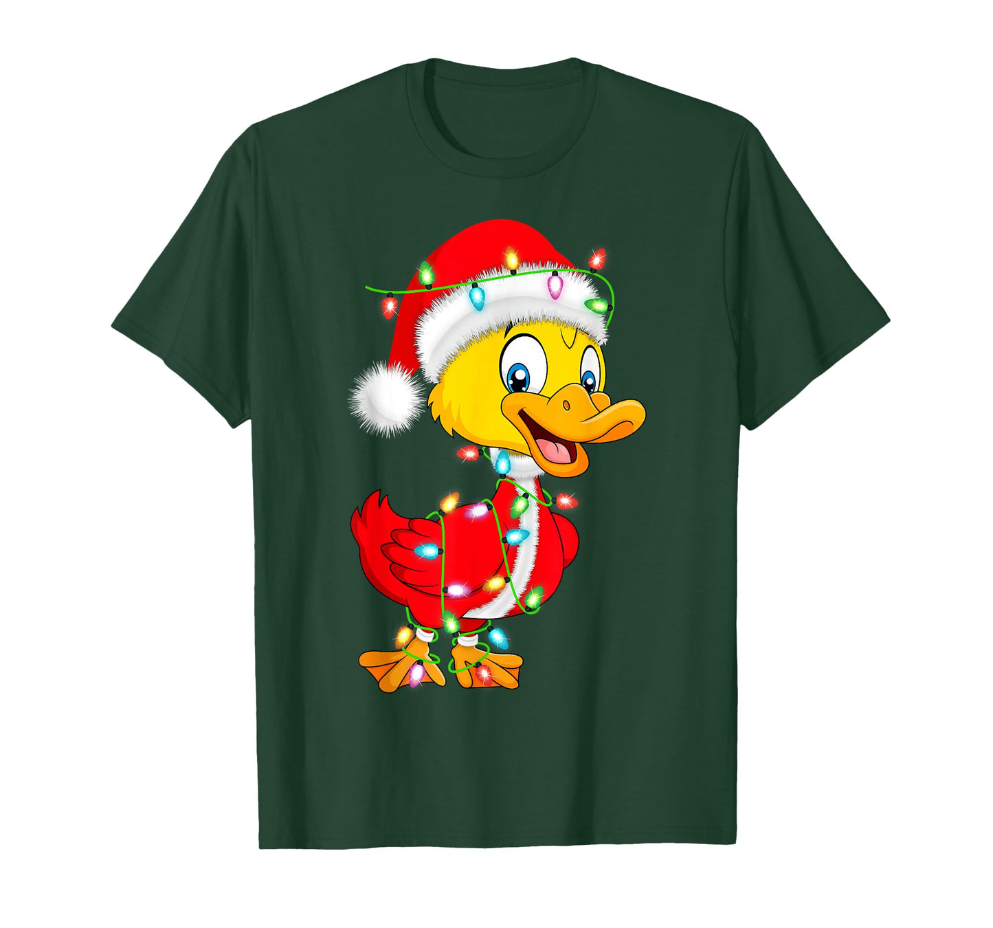 Duck Christmas Lights Santa Costume Cute Animal Xmas T-Shirt
