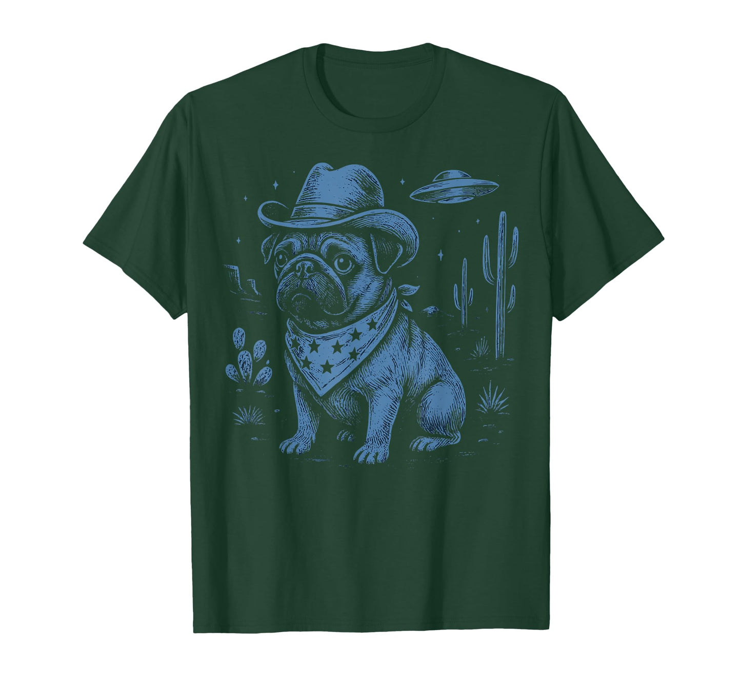 Pug Cowboy UFO T-Shirt