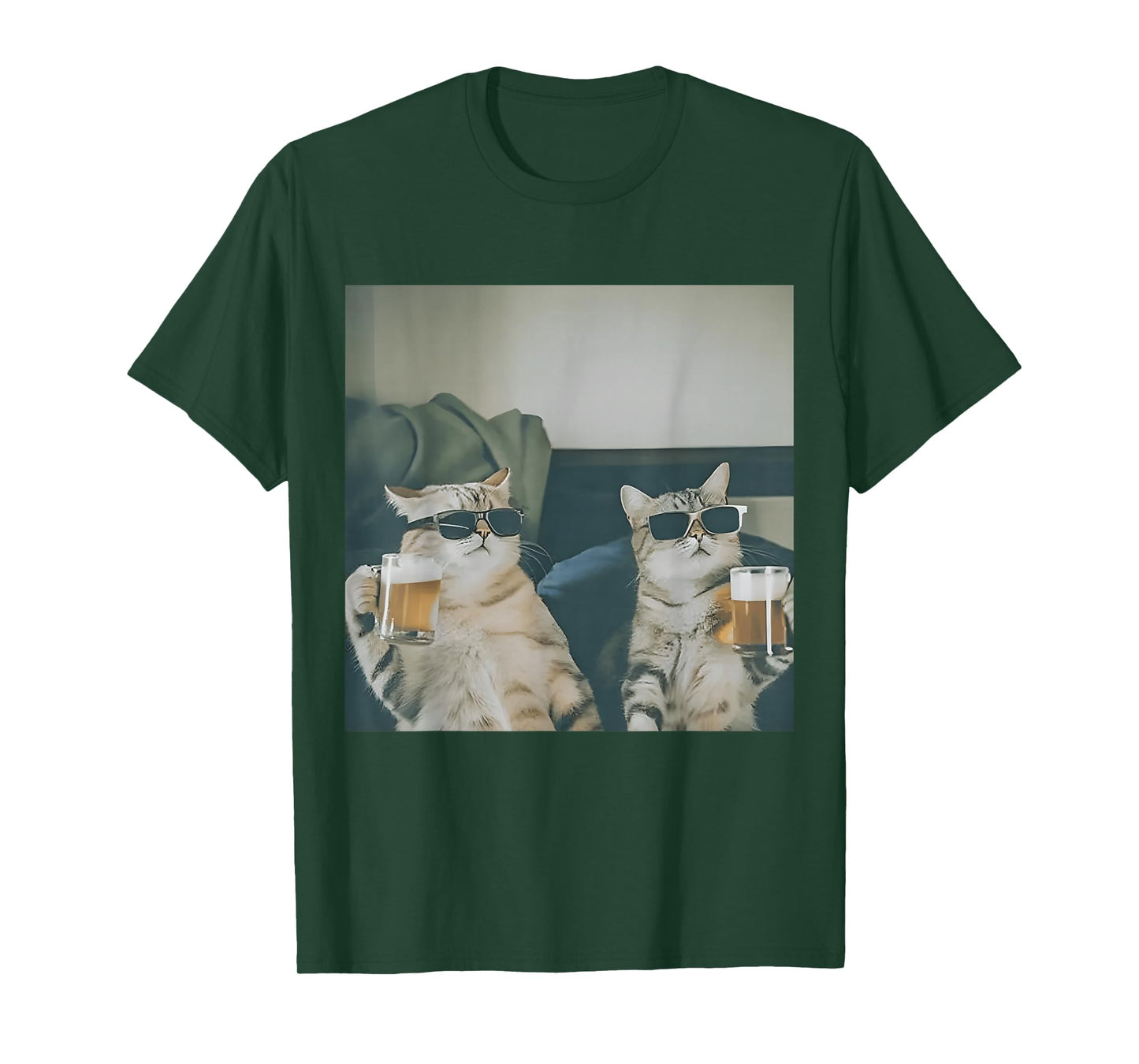 Funny Cat Drinking Beer Buddy Cat Lovers for Men Women T-Shirt