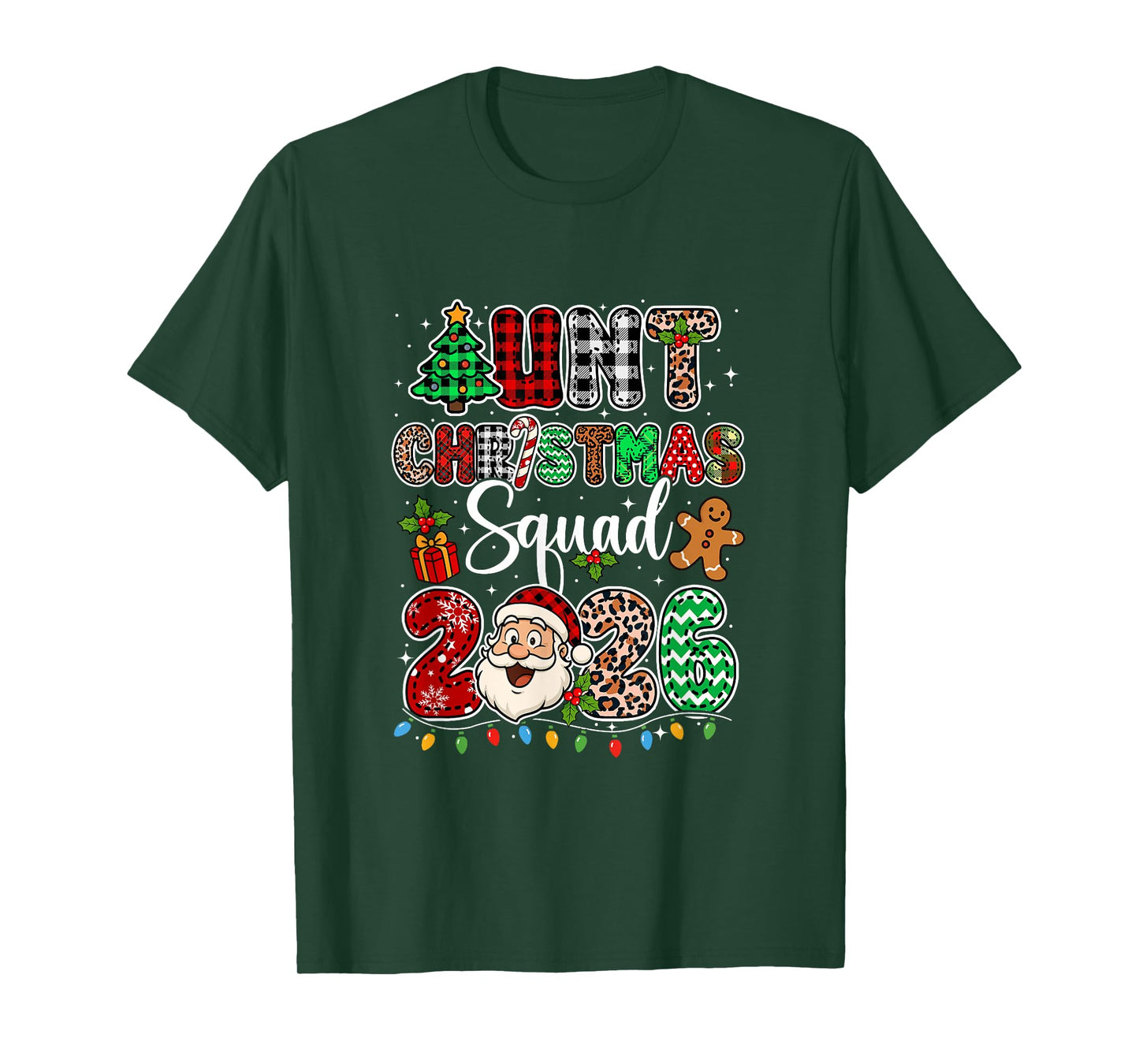 Aunt Christmas Crew 2026 Leopard Funny Santa Family Group T-Shirt