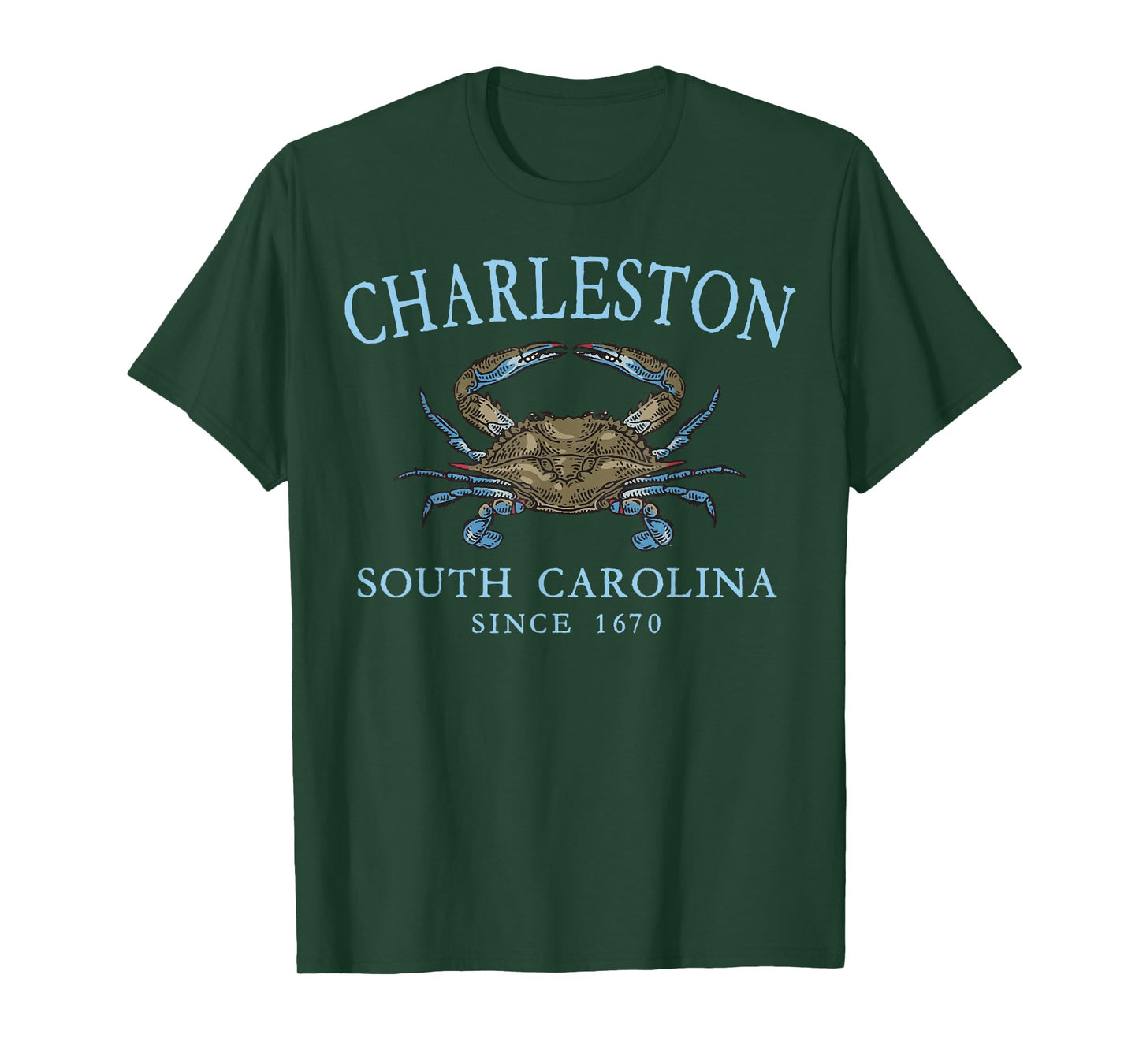 Charleston South Carolina Blue Crab Since 1670 Pale Blue T-Shirt