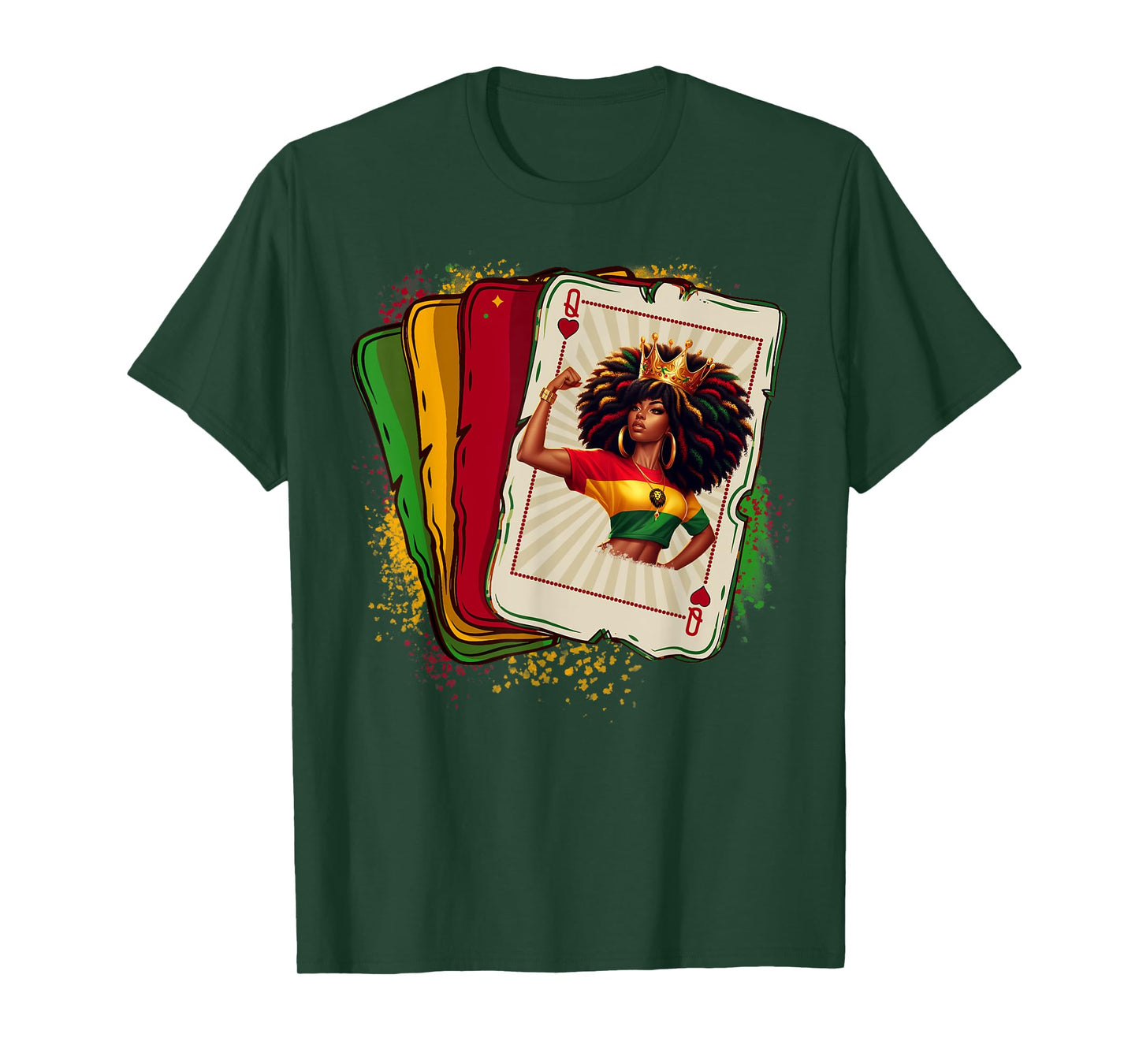 Black Queen Of Hearts Card Deck Game Proud Black History T-Shirt