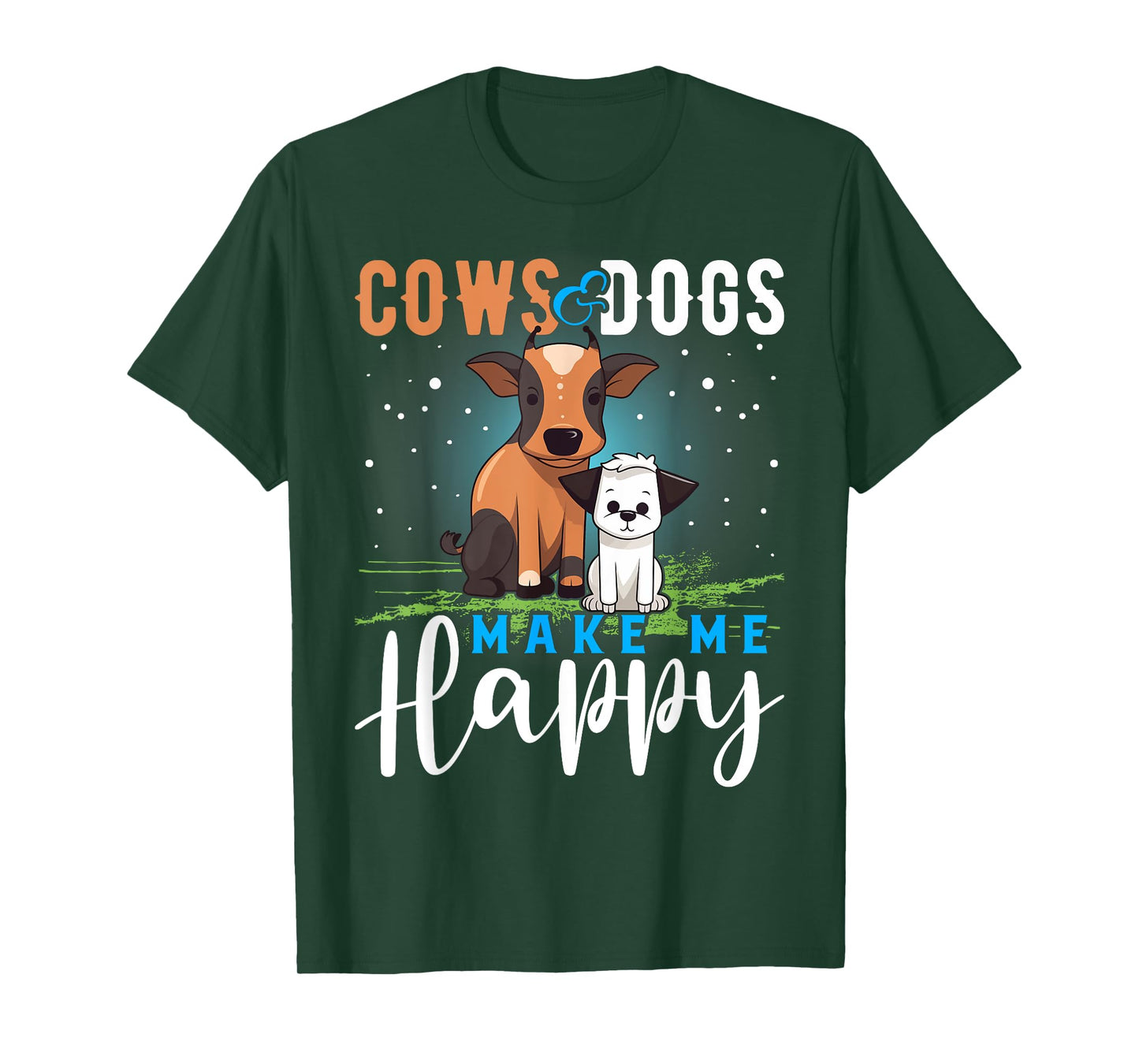 Cows and Dogs Make Me Happy T Shirt Funny Cow T-shirt Cattle T-Shirt
