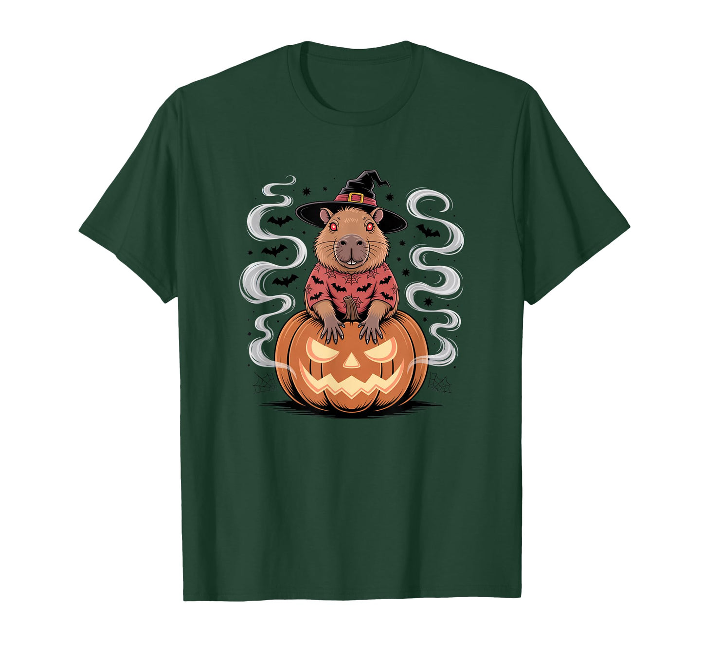 Capybara Witch Spooky Season Pumpkin Jack-o'-Lantern T-Shirt