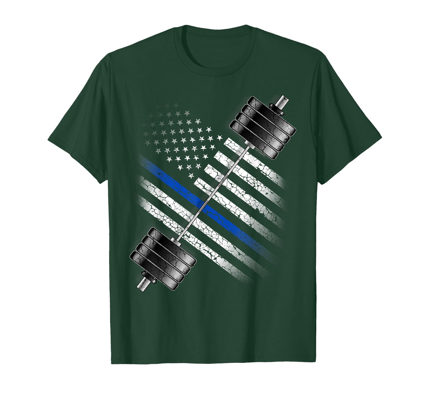 POLICEMAN and LEO POWERLIFTING - THIN BLUE LINE USA FLAG T-Shirt