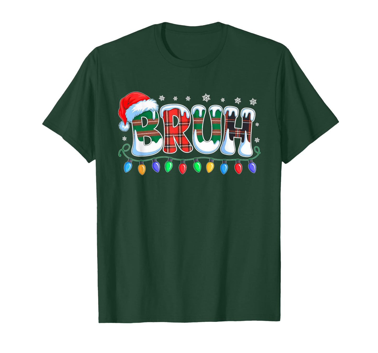 Bruh Funny Christmas Buffalo Plaid Xmas Boys Kids Pajamas T-Shirt