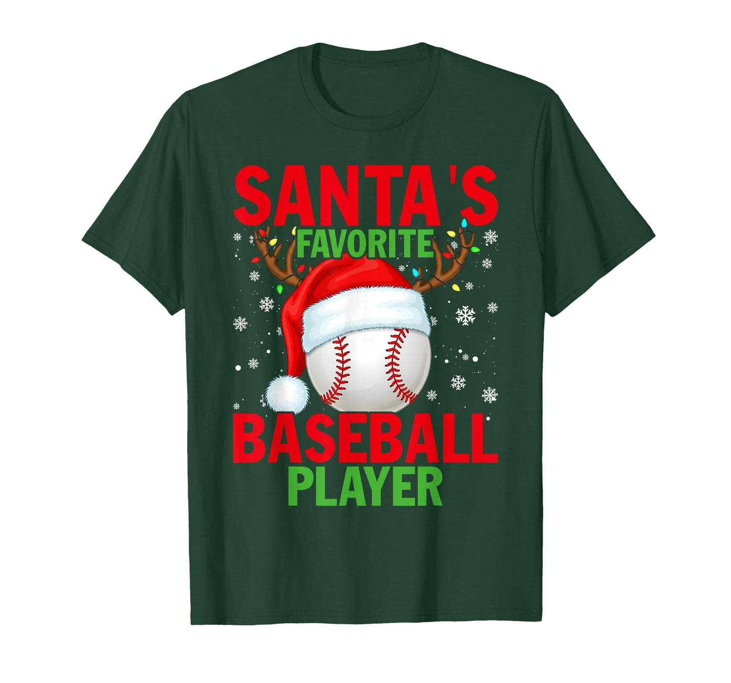 Santas Favorite Baseball Player Funny Christmas T-Shirt