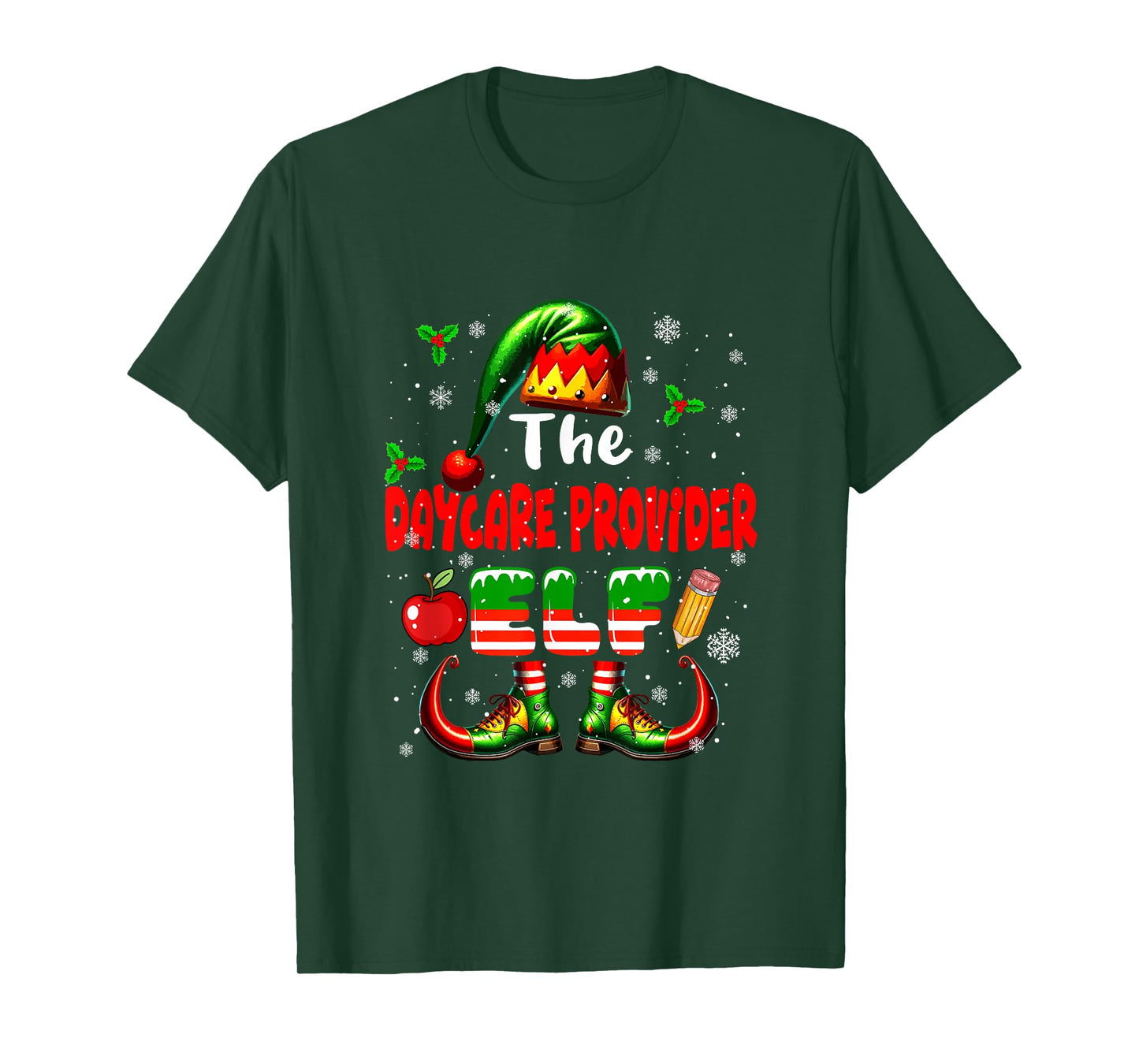 The Daycare Provider Elf Christmas Job Team Matching Parties T-Shirt