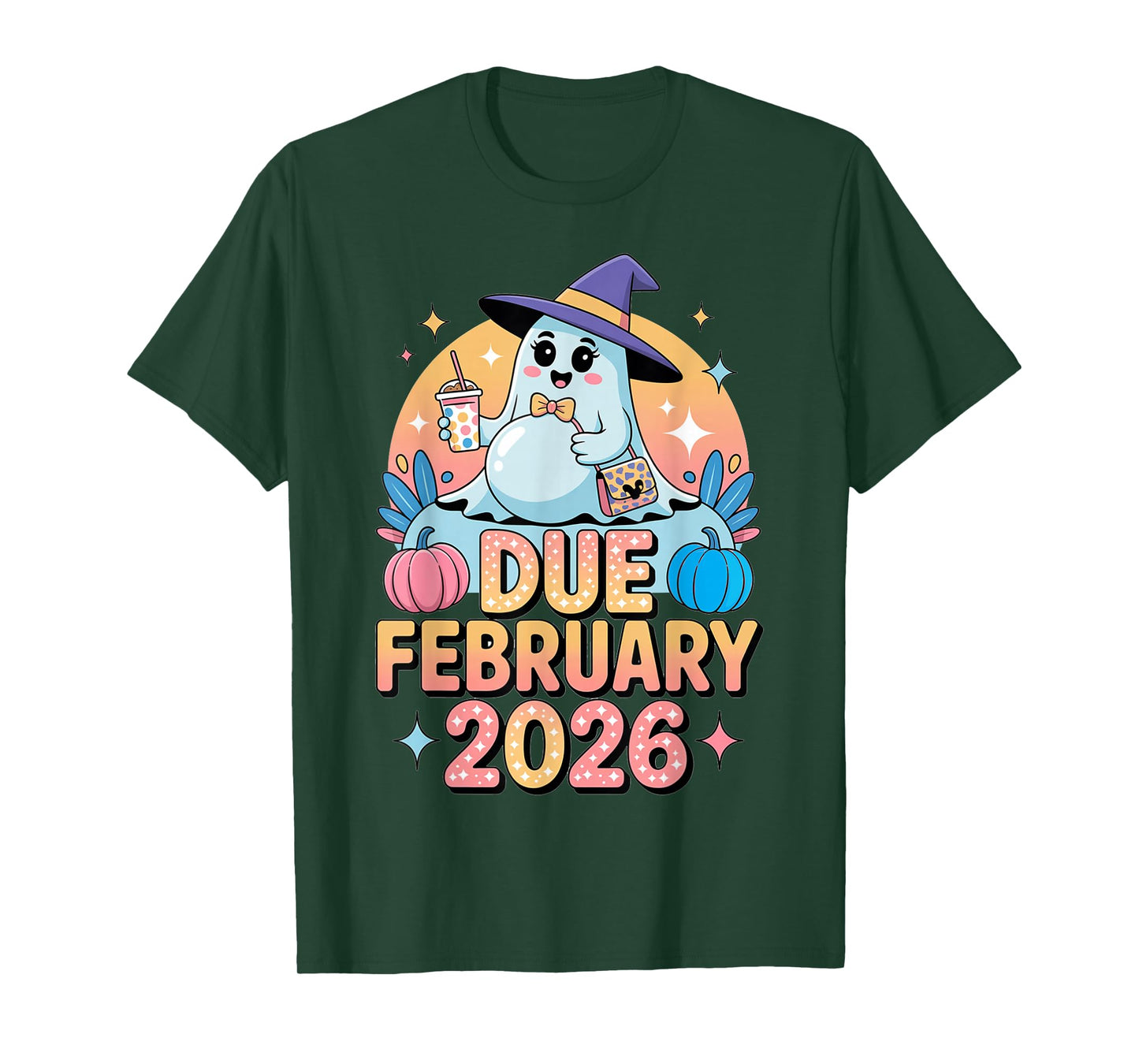 Halloween Pregnant Due February 2026 Mama Ghost Baby Mom T-Shirt