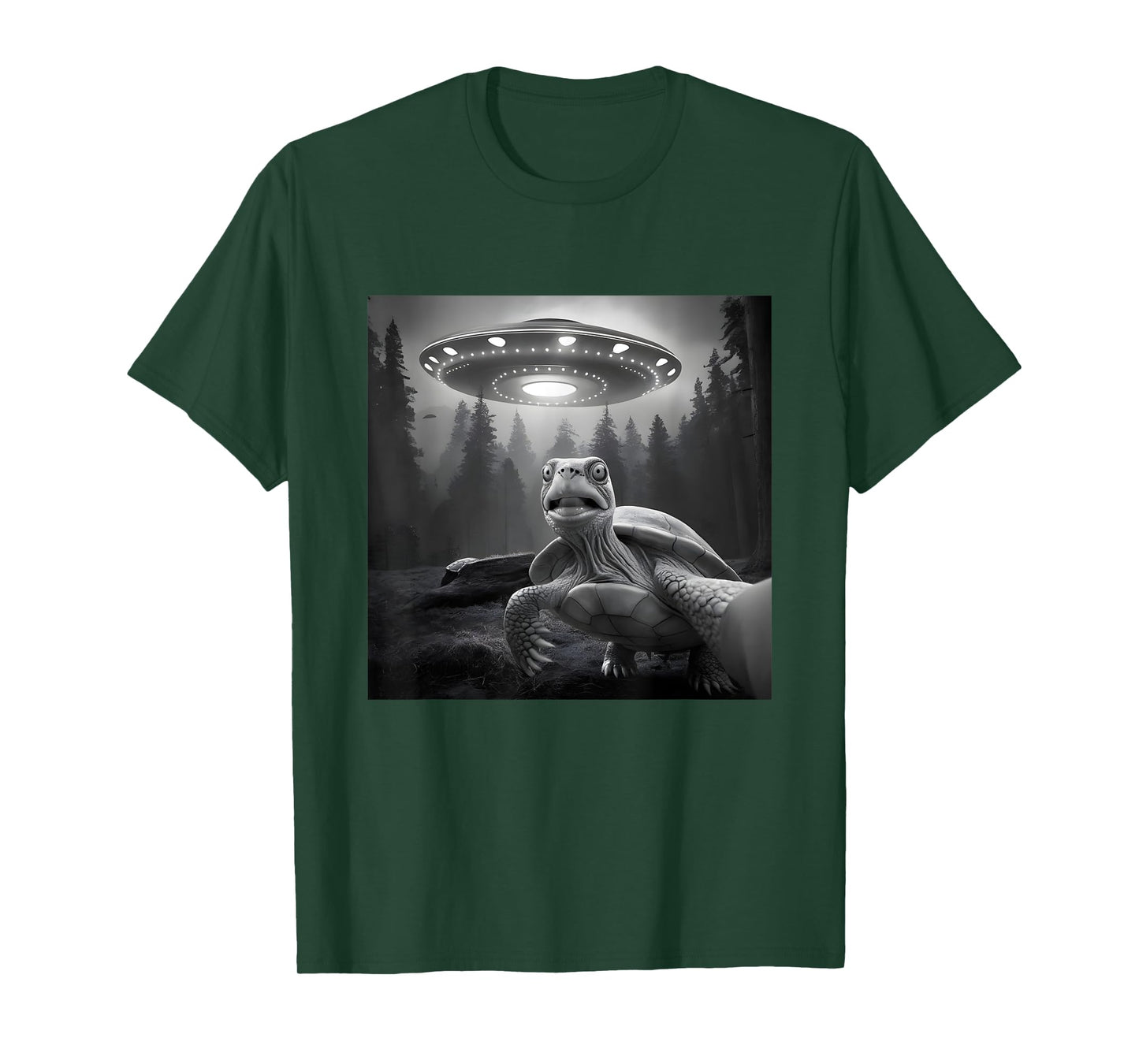 Turtle Selfie With UFO - Funny Tortoise Graphic Alien Lover T-Shirt
