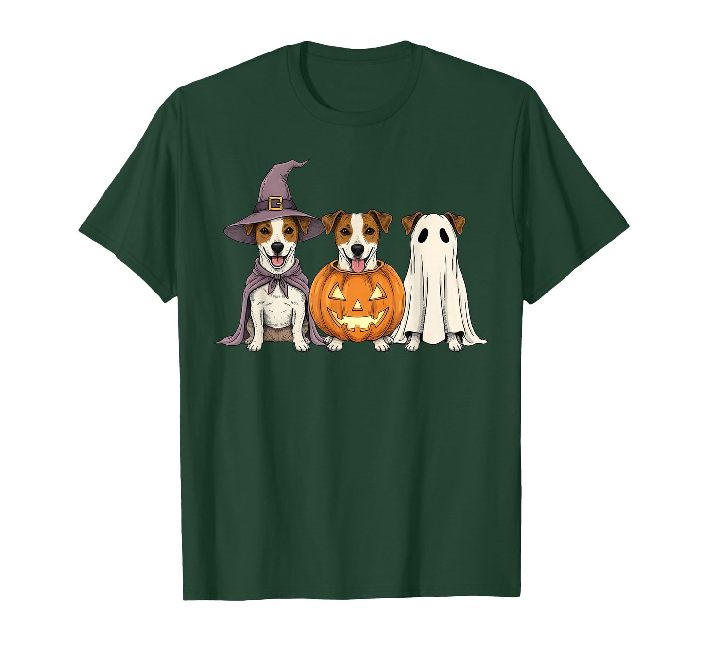 Spooky Ghost Jack Russell Terrier Pumpkin Halloween Dog T-Shirt