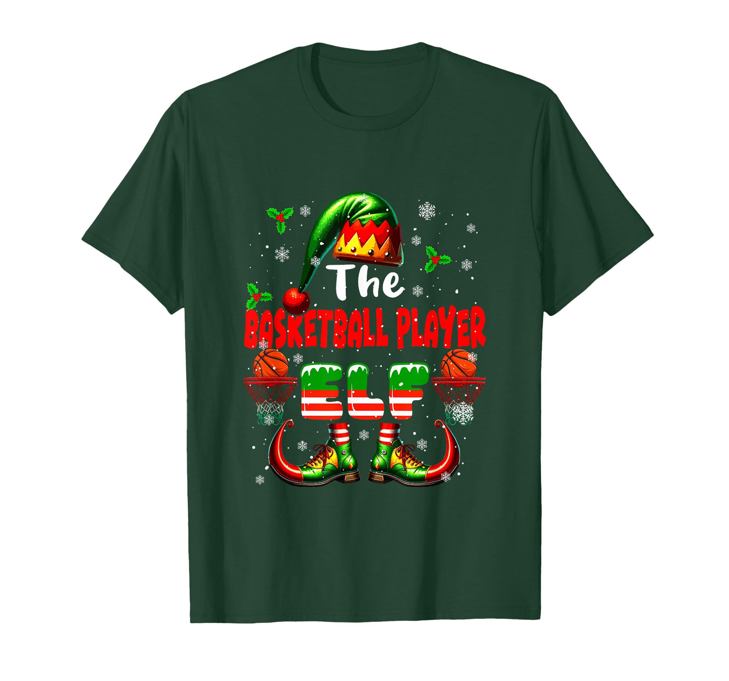 The Basketball Player Elf Christmas Job Team Funny Parties T-Shirt