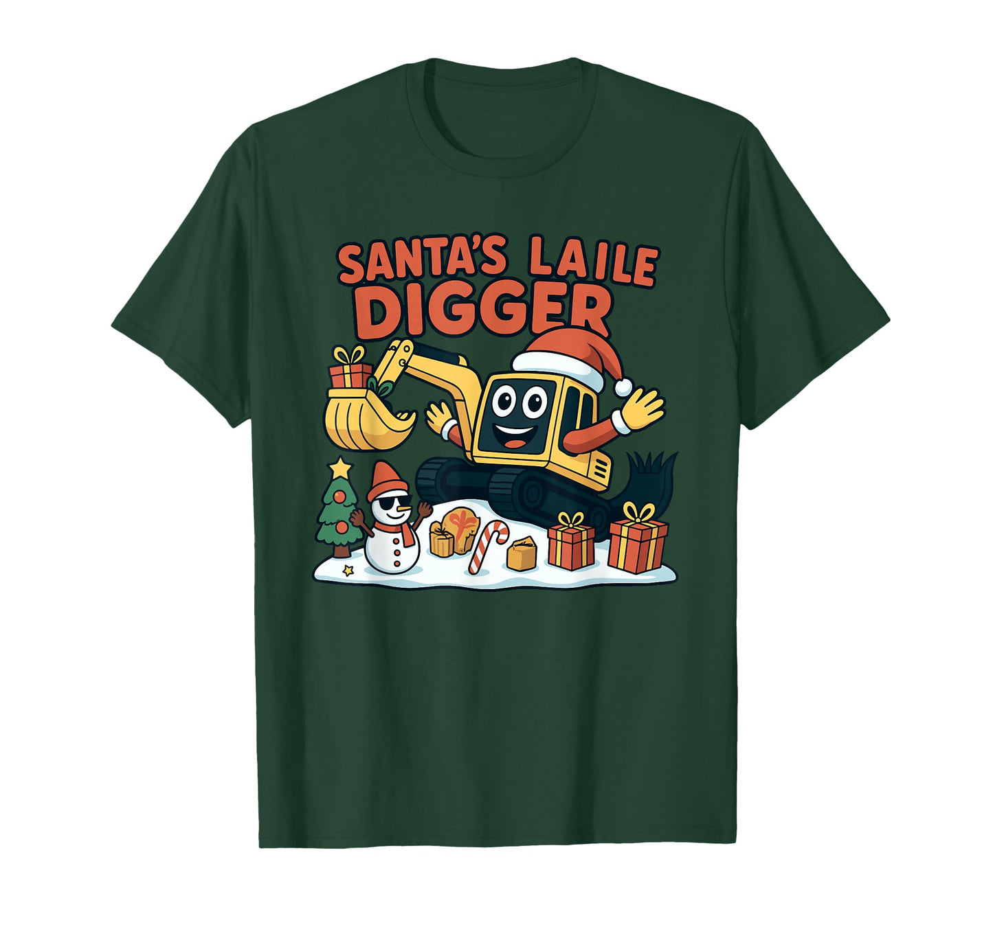Christmas Excavator Santa Digger Funny Holiday T-Shirt