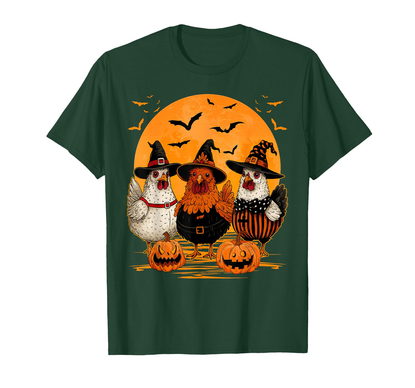 Funny Chickens in Witch Costume Happy Halloween Day Girls T-Shirt