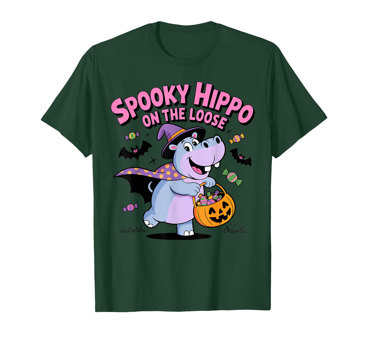 Spooky Hippo On The Loose Funny Halloween Costume T-Shirt