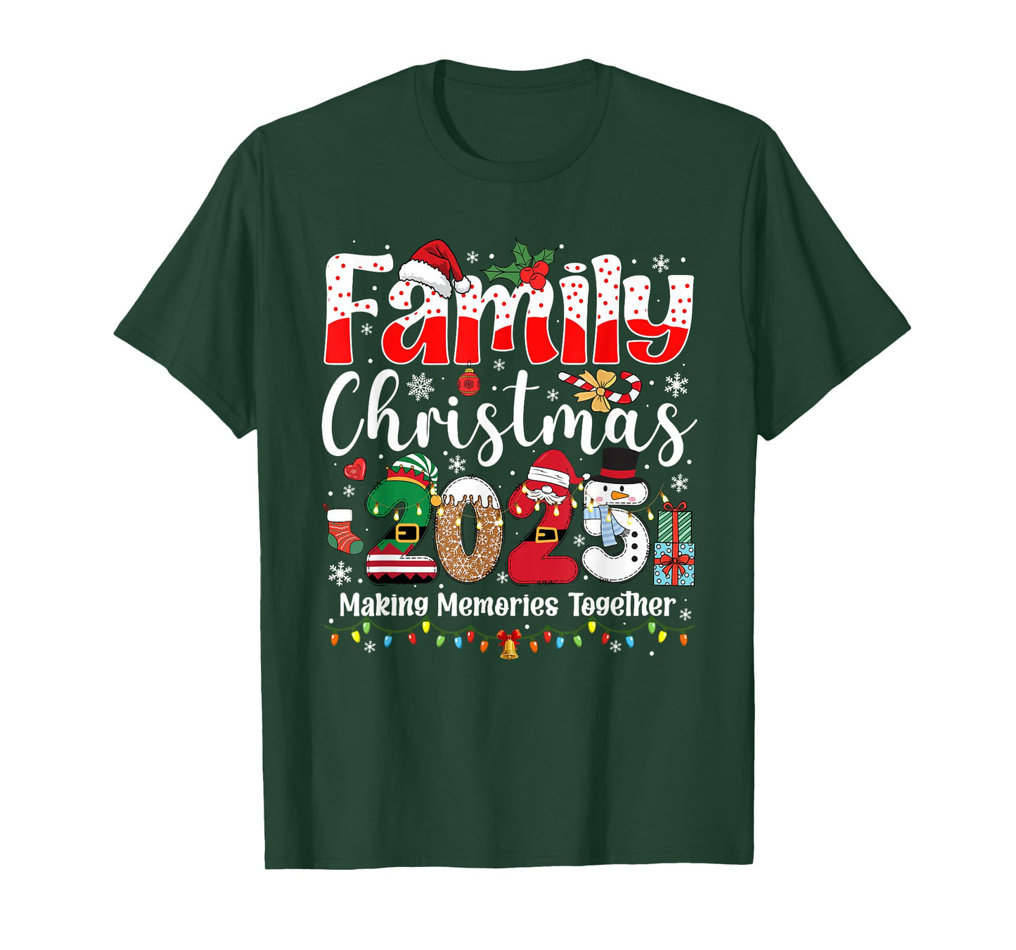Family Christmas 2025 Matching Squad Santa Xmas Light Gift T-Shirt