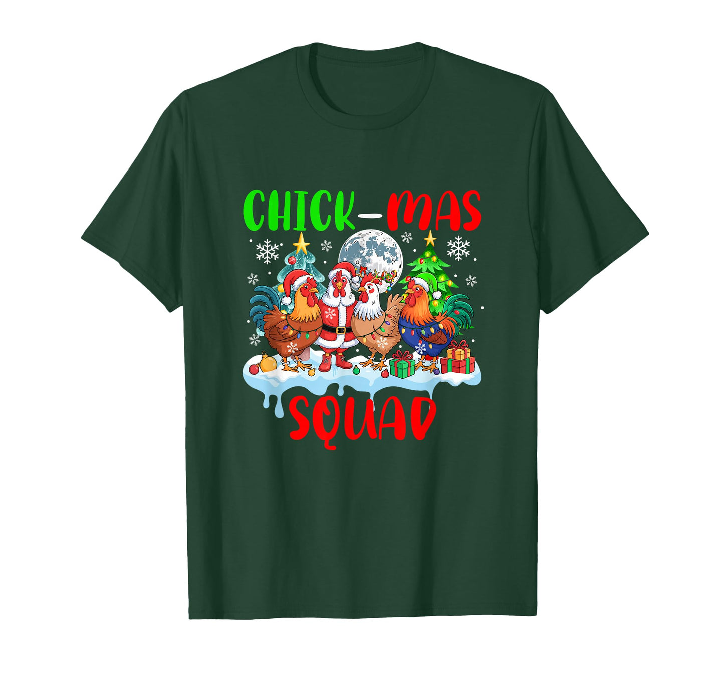 Chick Squad Xmas Group Santa Elf Chickens Farmer Rancher T-Shirt
