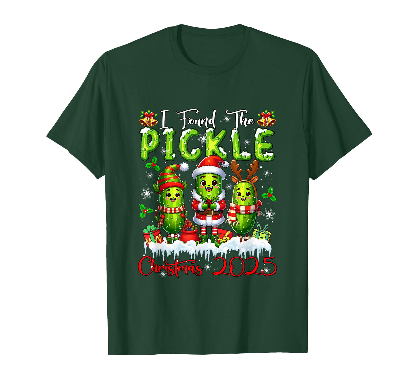 I Found The Pickle Christmas 2025 Santa Reindeer Elf Pickles T-Shirt